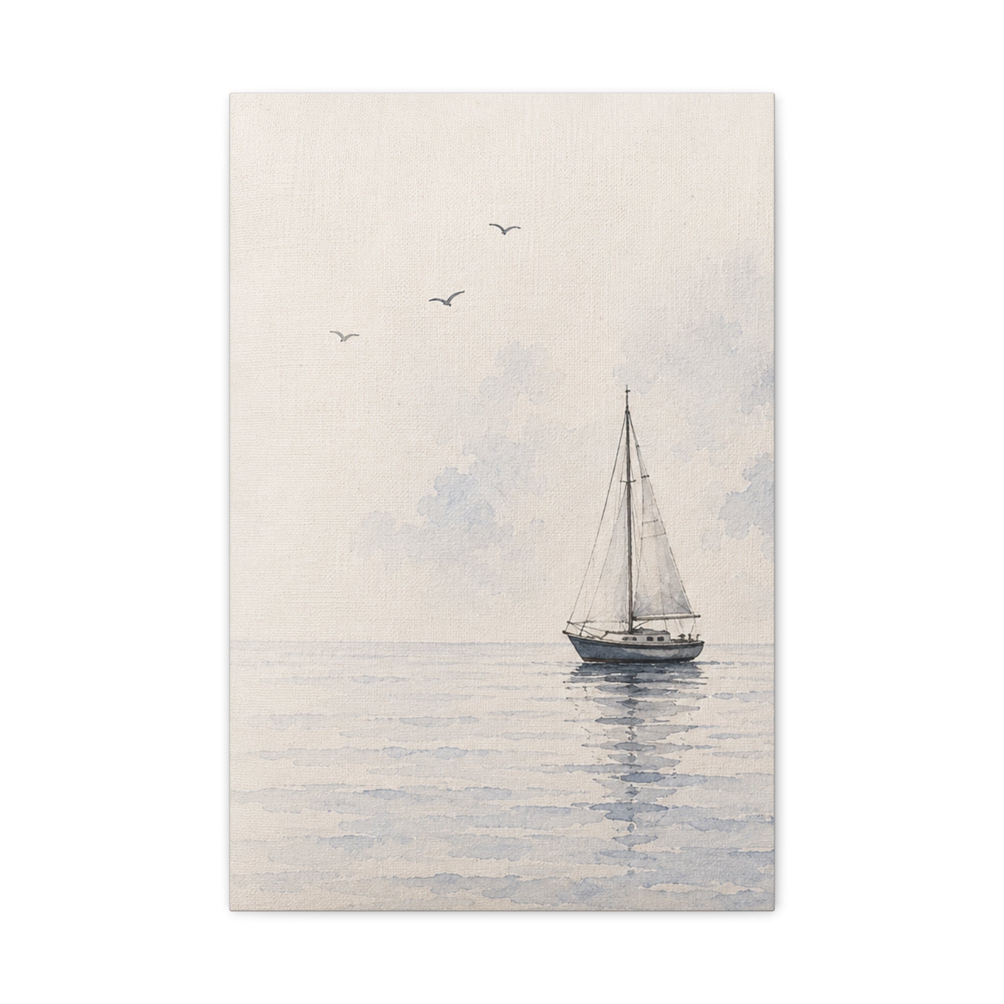 Sailboat Seascape Matte Canvas Print, Coastal Nautical Wall Art, Blue Ocean Boat Decor, Beach House Living Room Art, Solen