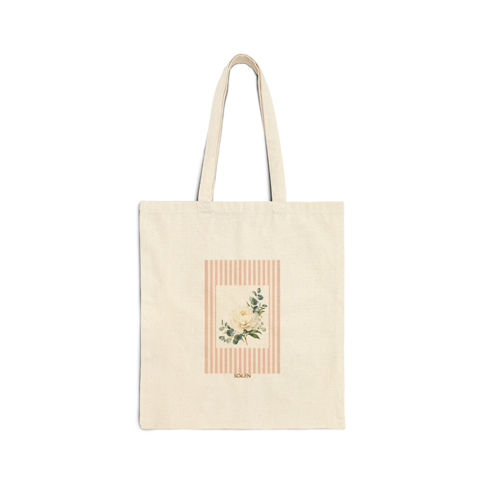 Floral Polaroid Canvas Tote — Vintage Botanical Print Cotton Bag