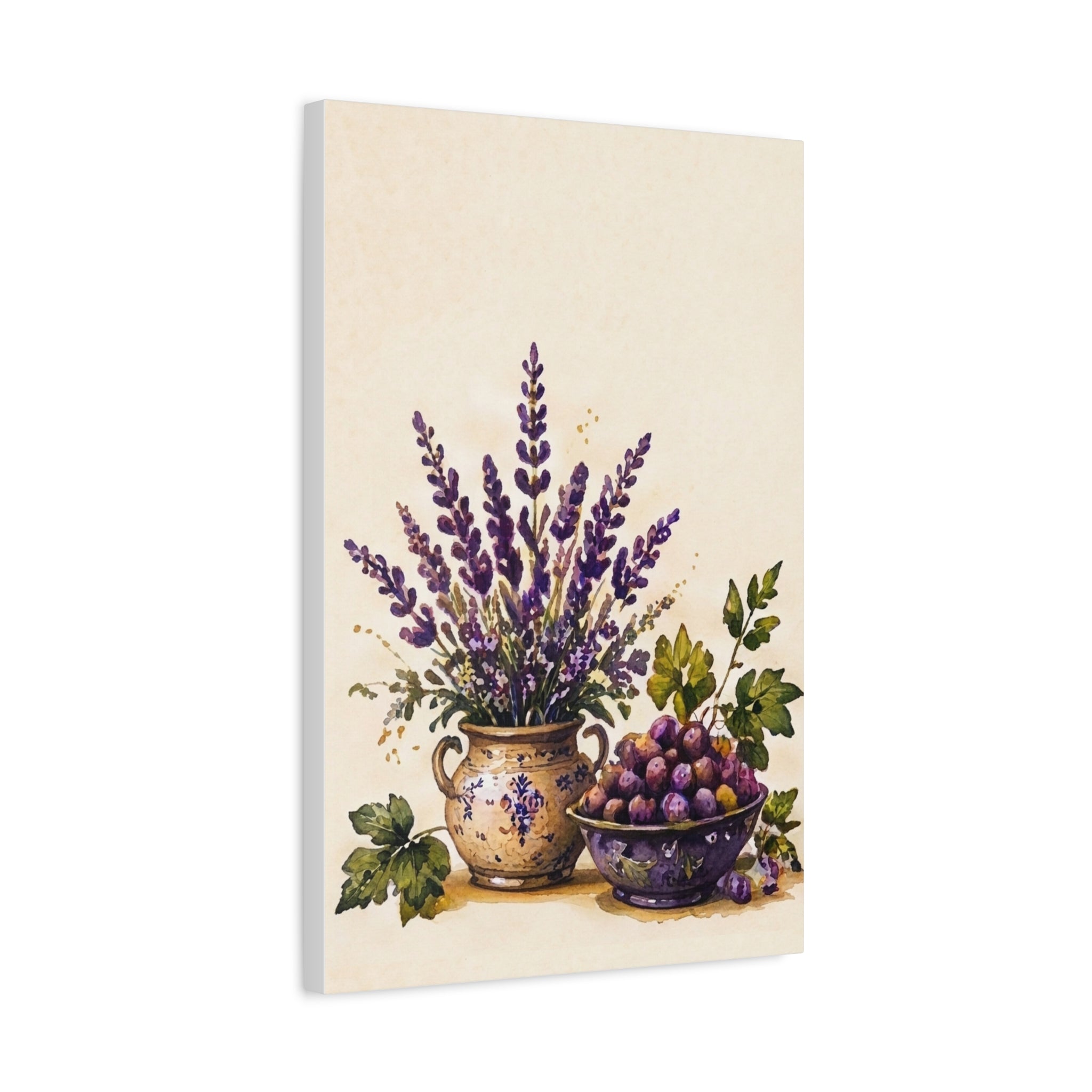 Lavender & Fruit Still Life Matte Canvas Wall Art, Tuscan Vineyard Kitchen Decor, Solen