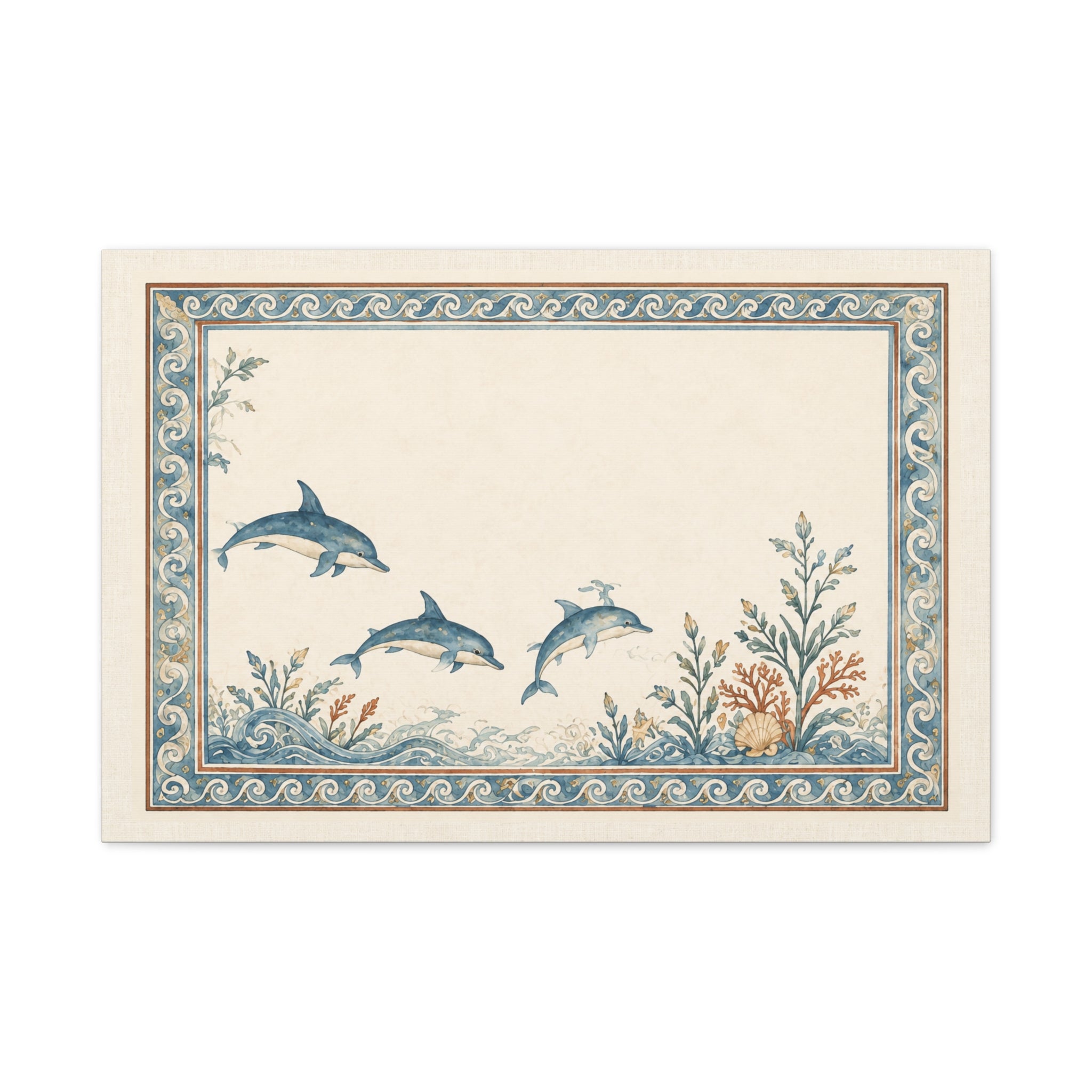 Mediterranean Dolphin Coastal Wall Art | Vintage Ocean Botanical Print | Solen