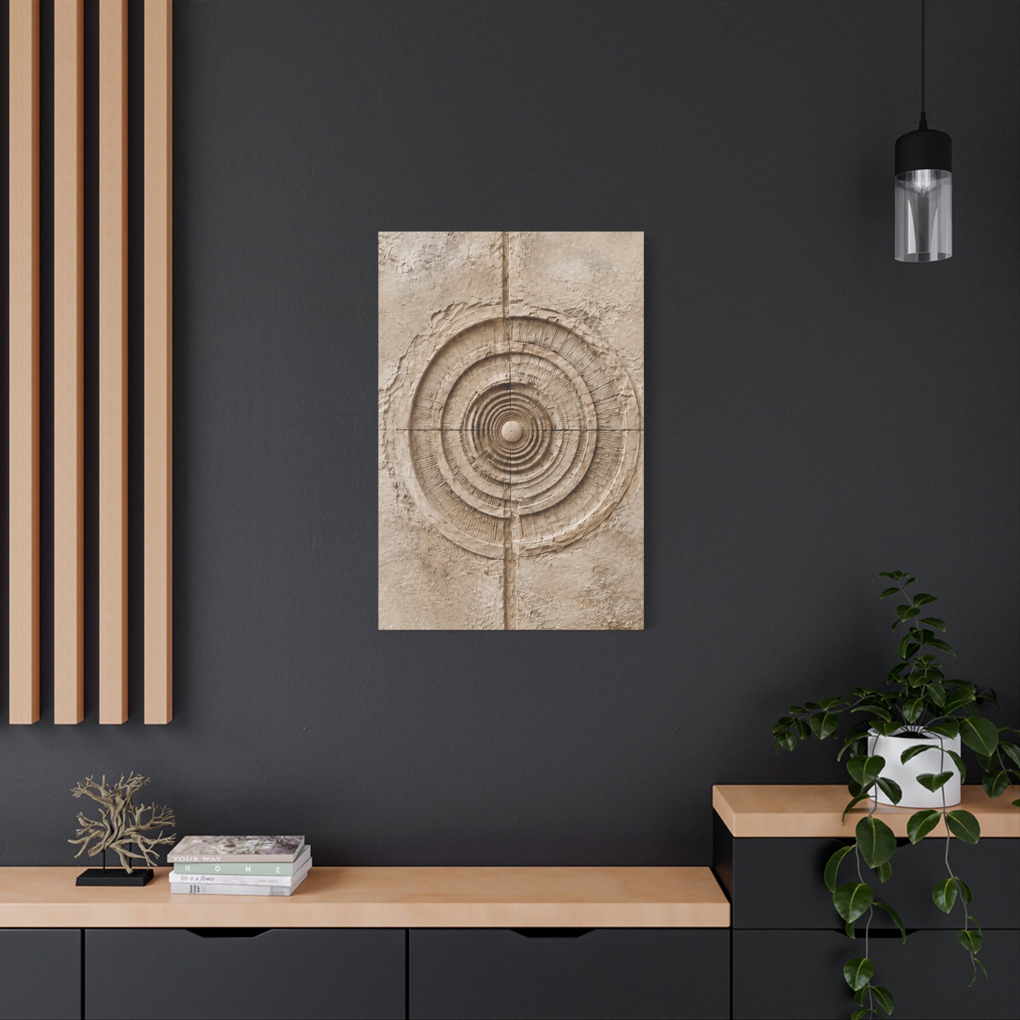 Textured Target Canvas Wall Art, Rustic Concentric Rings Print, Neutral Abstract Decor, Earthy Minimalist Wall Art, Solen