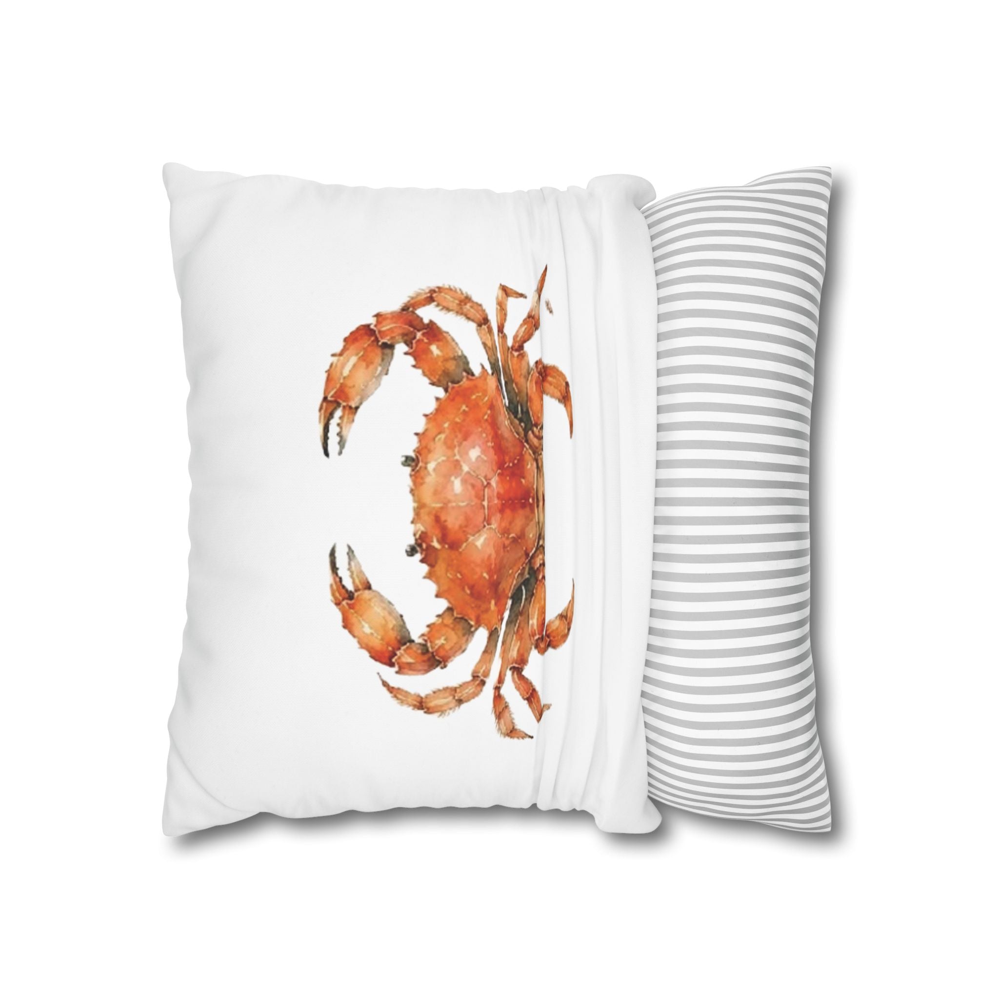 Crab Watercolor Throw Pillowcase — Coastal Beach Home Decor - Solen