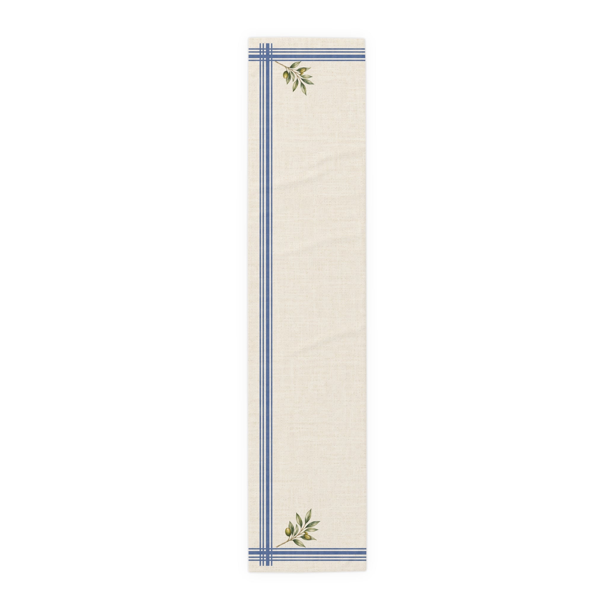 Lemon Sprig Cotton Table Runner, Cream Botanical Kitchen Decor, Mediterranean Citrus Dining Linen, Summer Table Runner, Solen