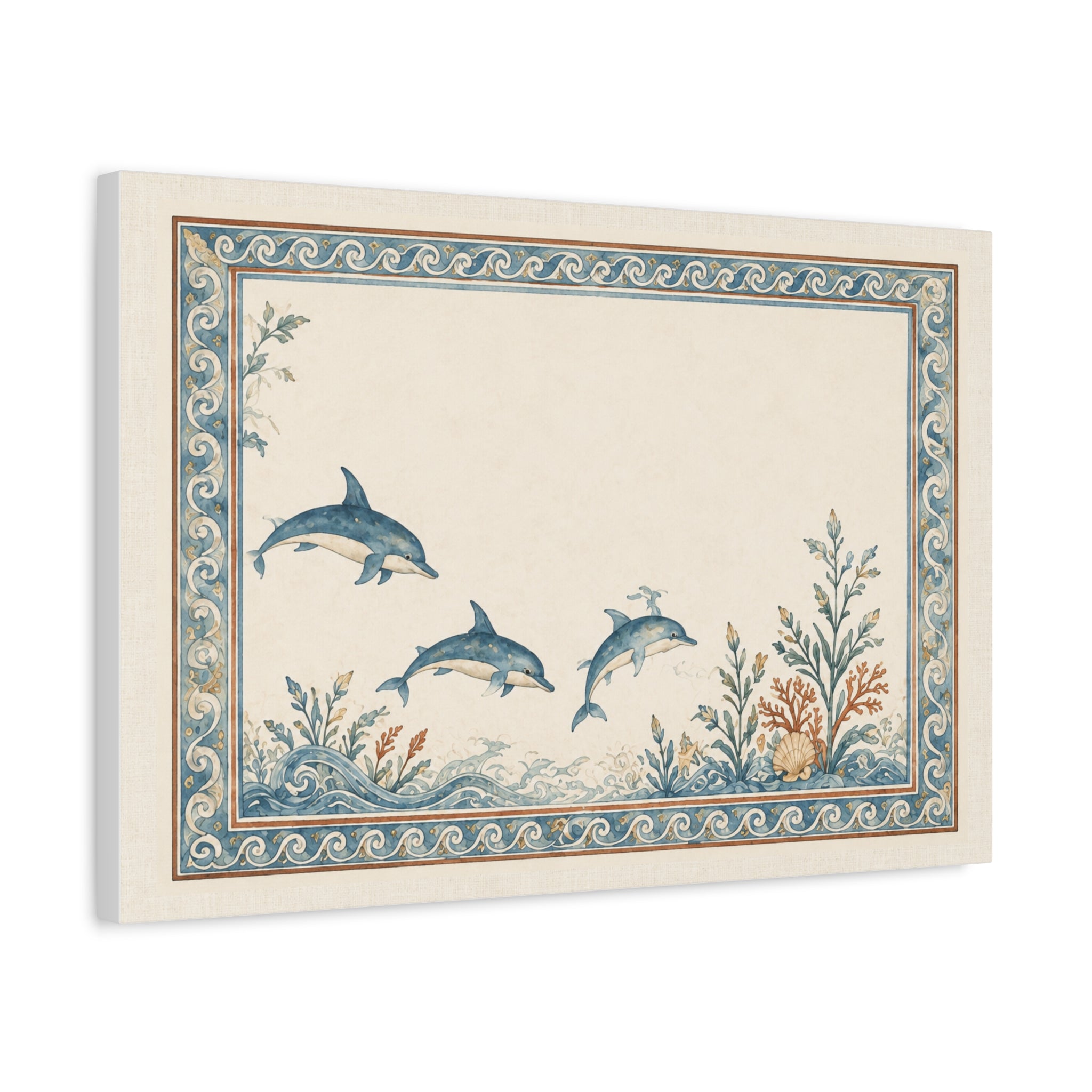Mediterranean Dolphin Coastal Wall Art | Vintage Ocean Botanical Print | Solen