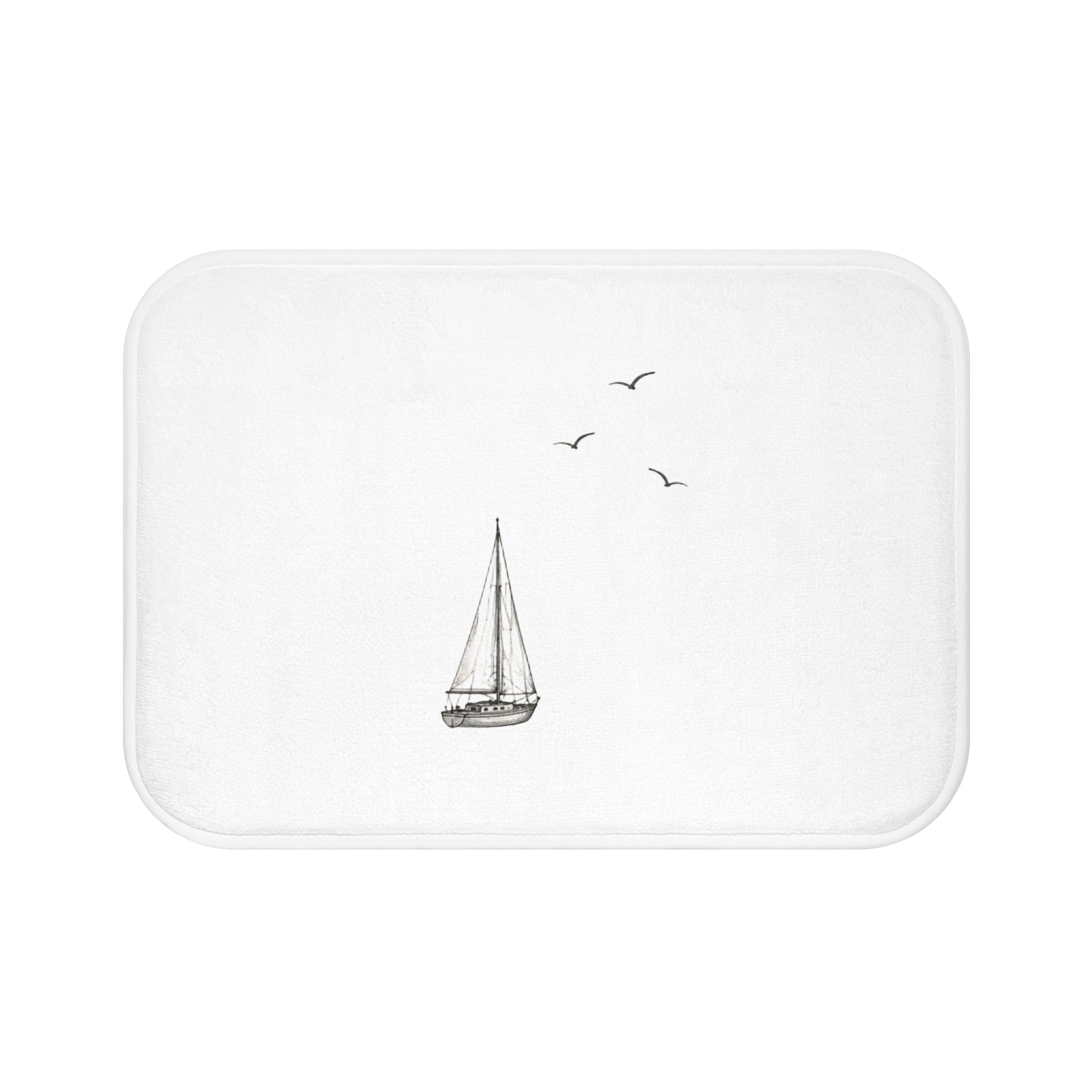 Sailboat Sketch Bath Mat — Nautical Bathroom Rug - Solen