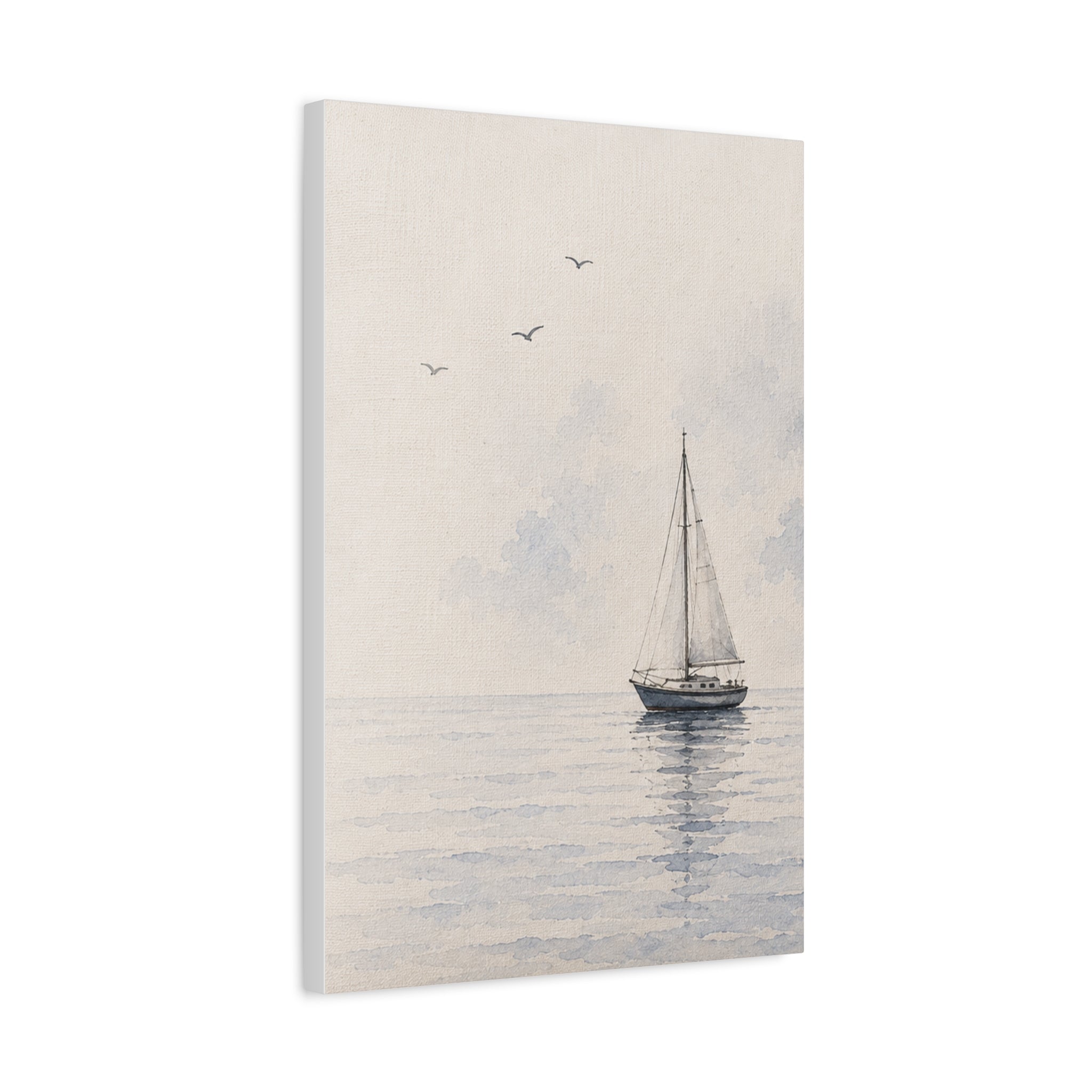 Sailboat Seascape Matte Canvas Print, Coastal Nautical Wall Art, Blue Ocean Boat Decor, Beach House Living Room Art, Solen