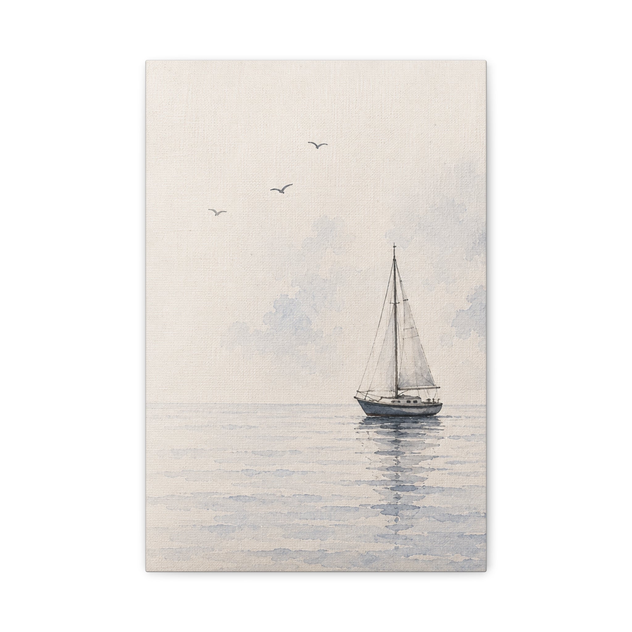Sailboat Seascape Matte Canvas Print, Coastal Nautical Wall Art, Blue Ocean Boat Decor, Beach House Living Room Art, Solen