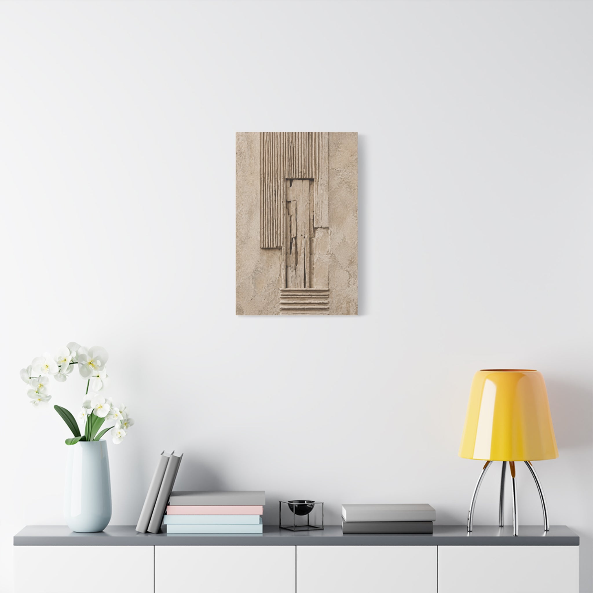 Abstract Textured Relief Canvas Wall Art, Neutral Beige Sculpture Panel Print, Modern Minimalist Decor, Organic Shape Art, Solen