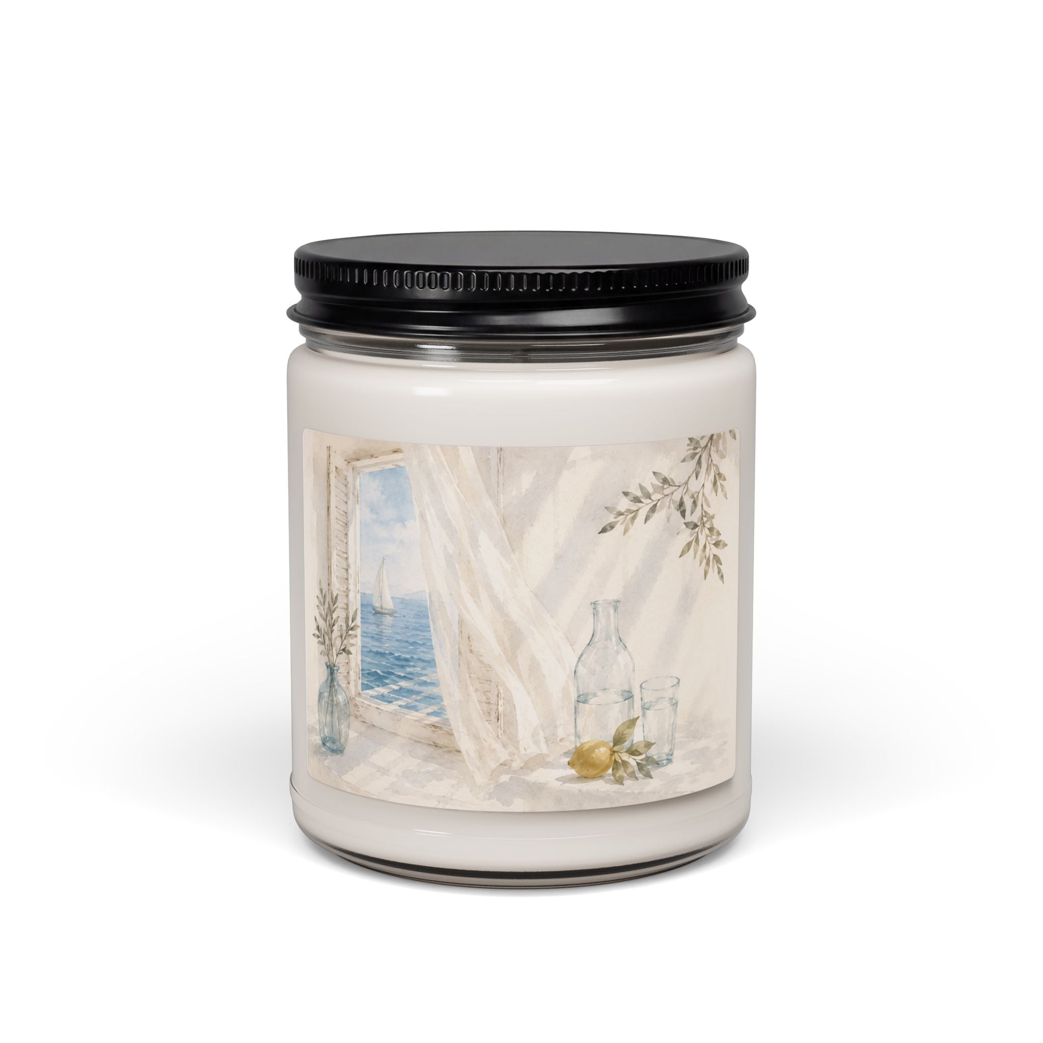 Mediterranean Soy Candle, Olive & Citrus Scented Jar Candle, Coastal Home Fragrance, Housewarming Gift, Solen