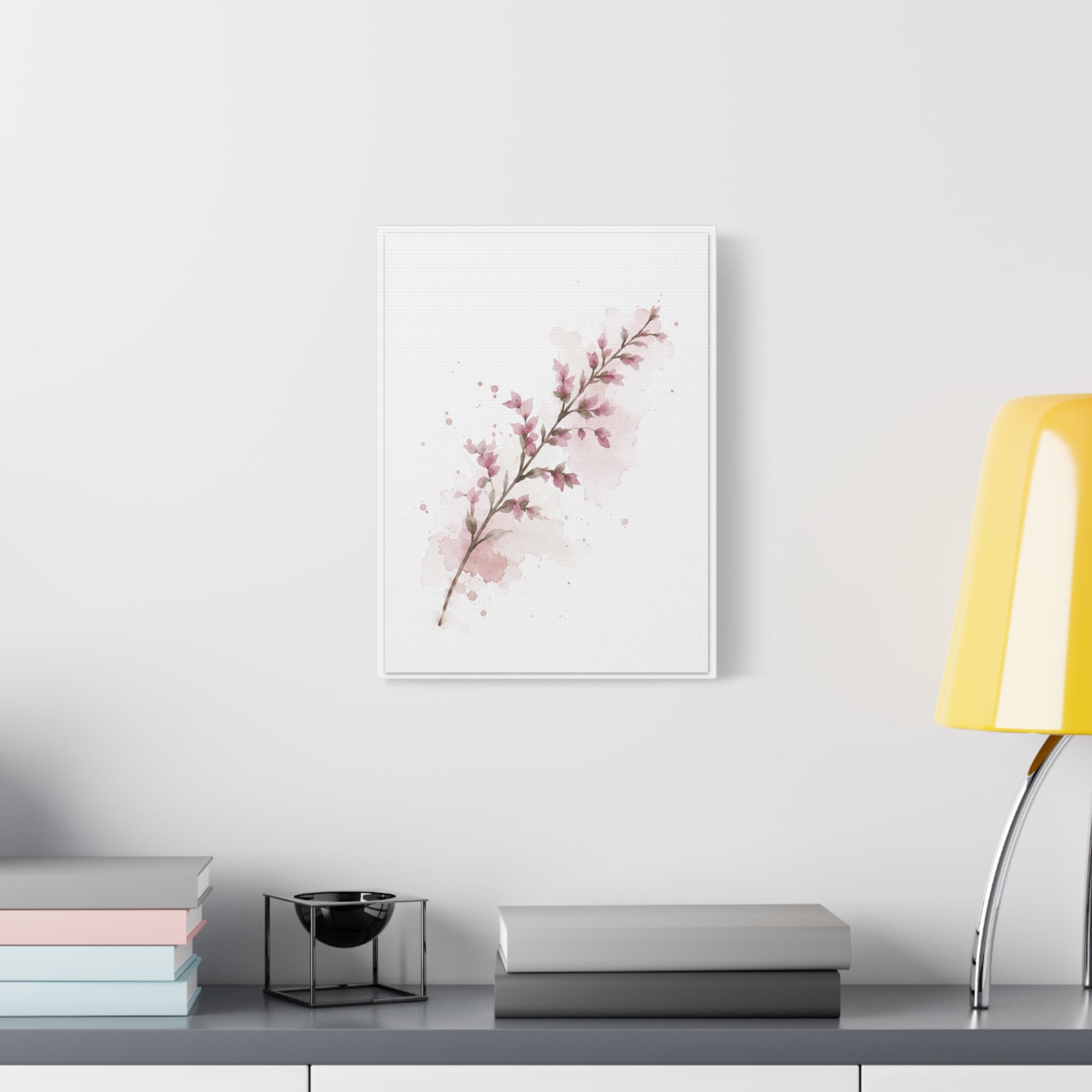 Pink Blossoms Canvas Wall Art, Watercolor Floral Branch Print, Soft Romantic Bedroom Decor, Spring Botanical Art, Solen