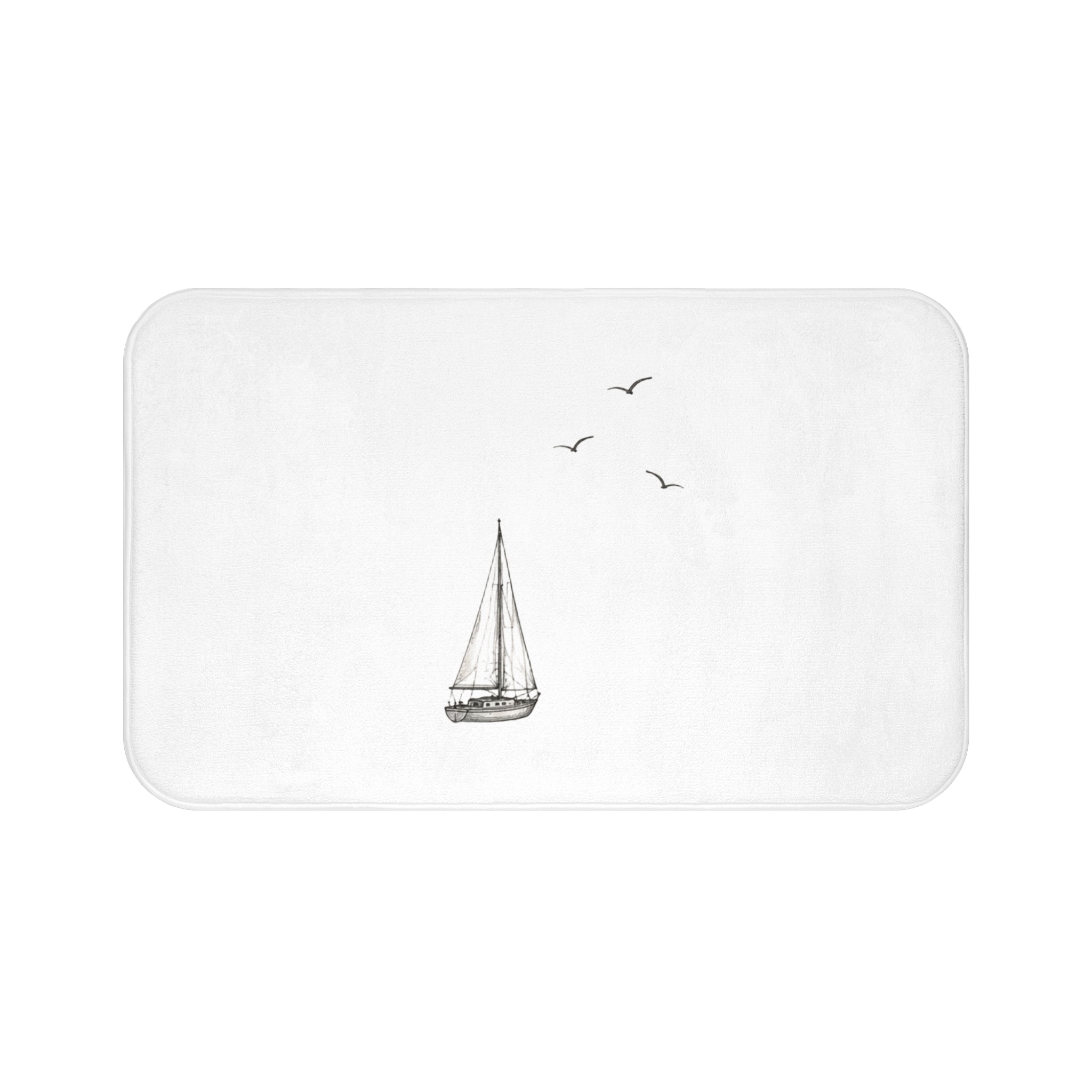 Sailboat Sketch Bath Mat — Nautical Bathroom Rug - Solen