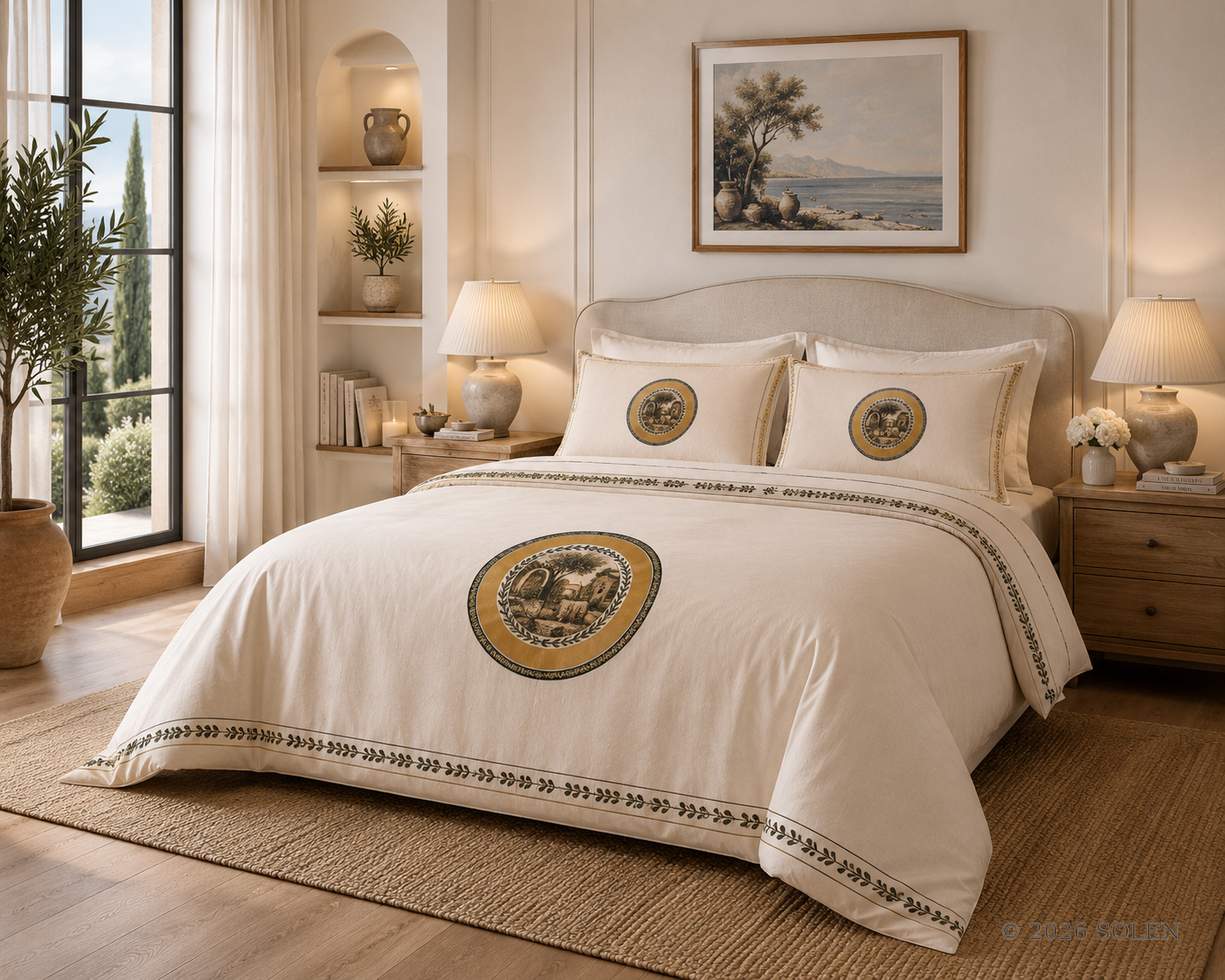 Laurel medallion duvet cover set, country luxury bedding, © 2026 SOLEN
