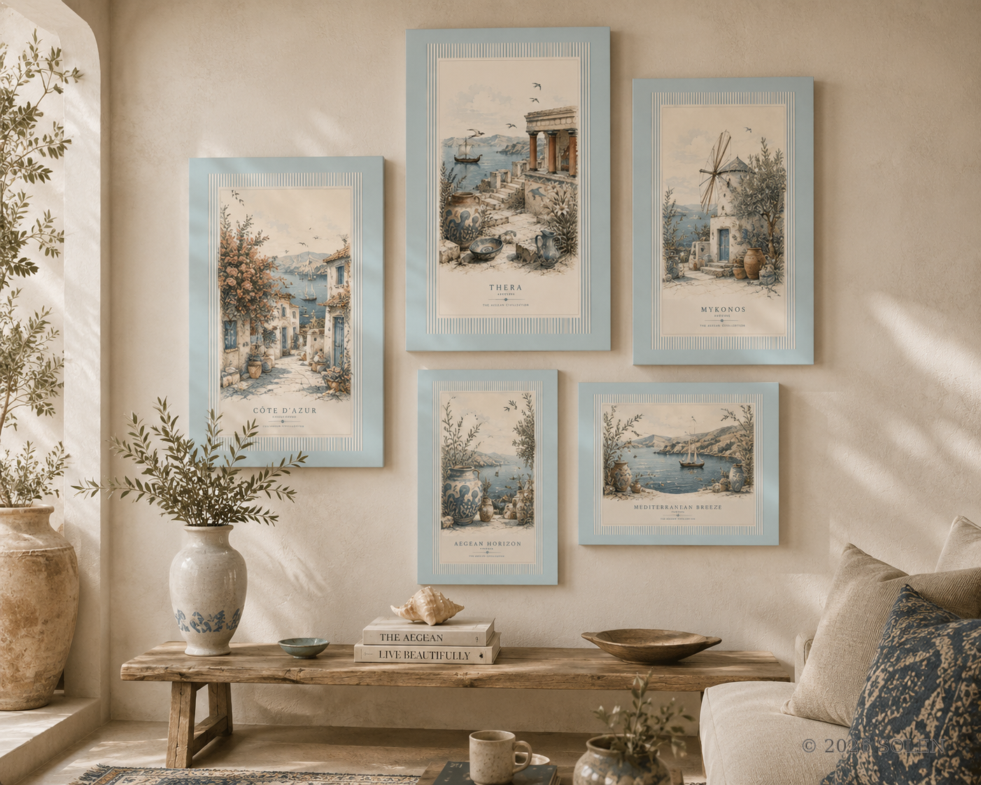 Thera Akrotiri ancient Aegean wall art print, © 2026 SOLEN