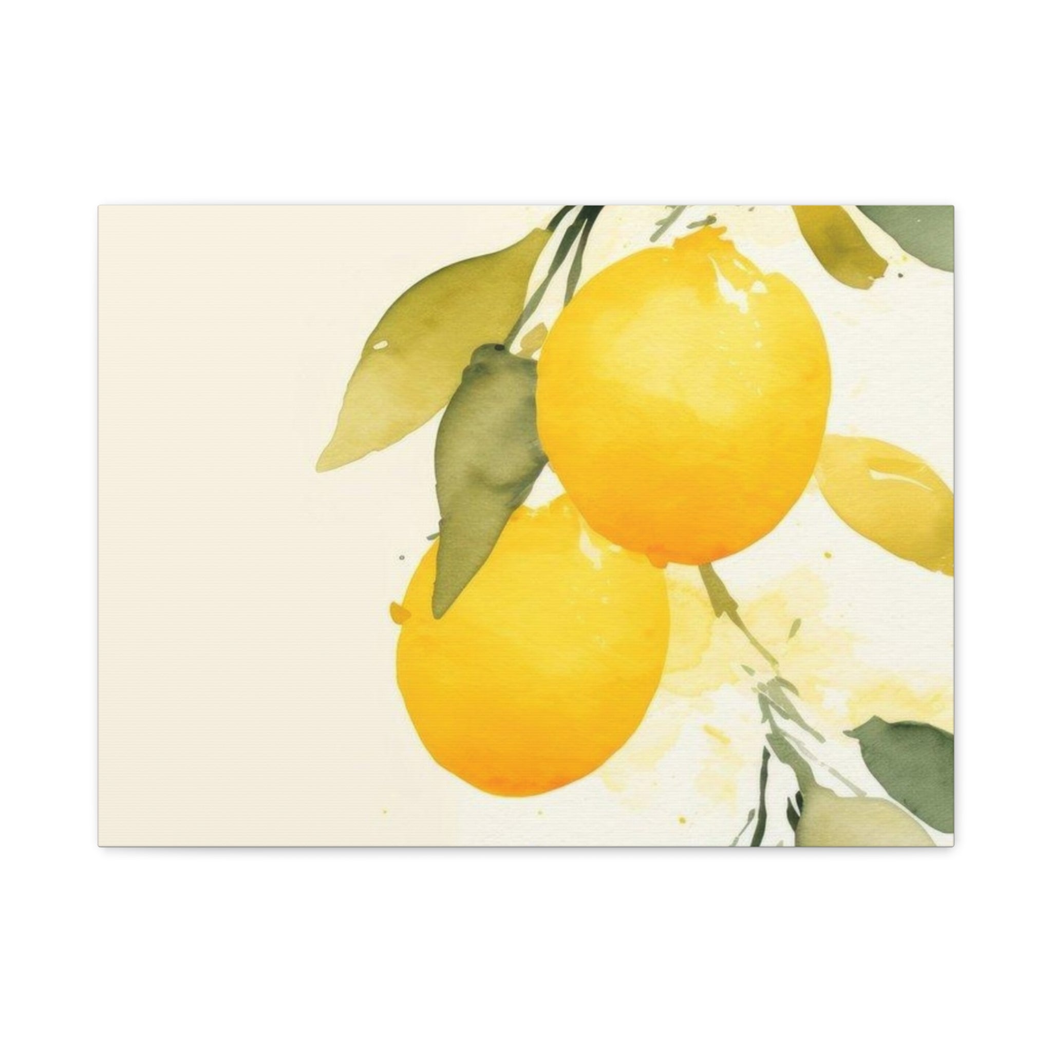 Lemon Botanical Canvas Wall Art, Mediterranean Citrus Print, Yellow Lemon Kitchen Decor, Watercolor Fruit Wall Art, Solen