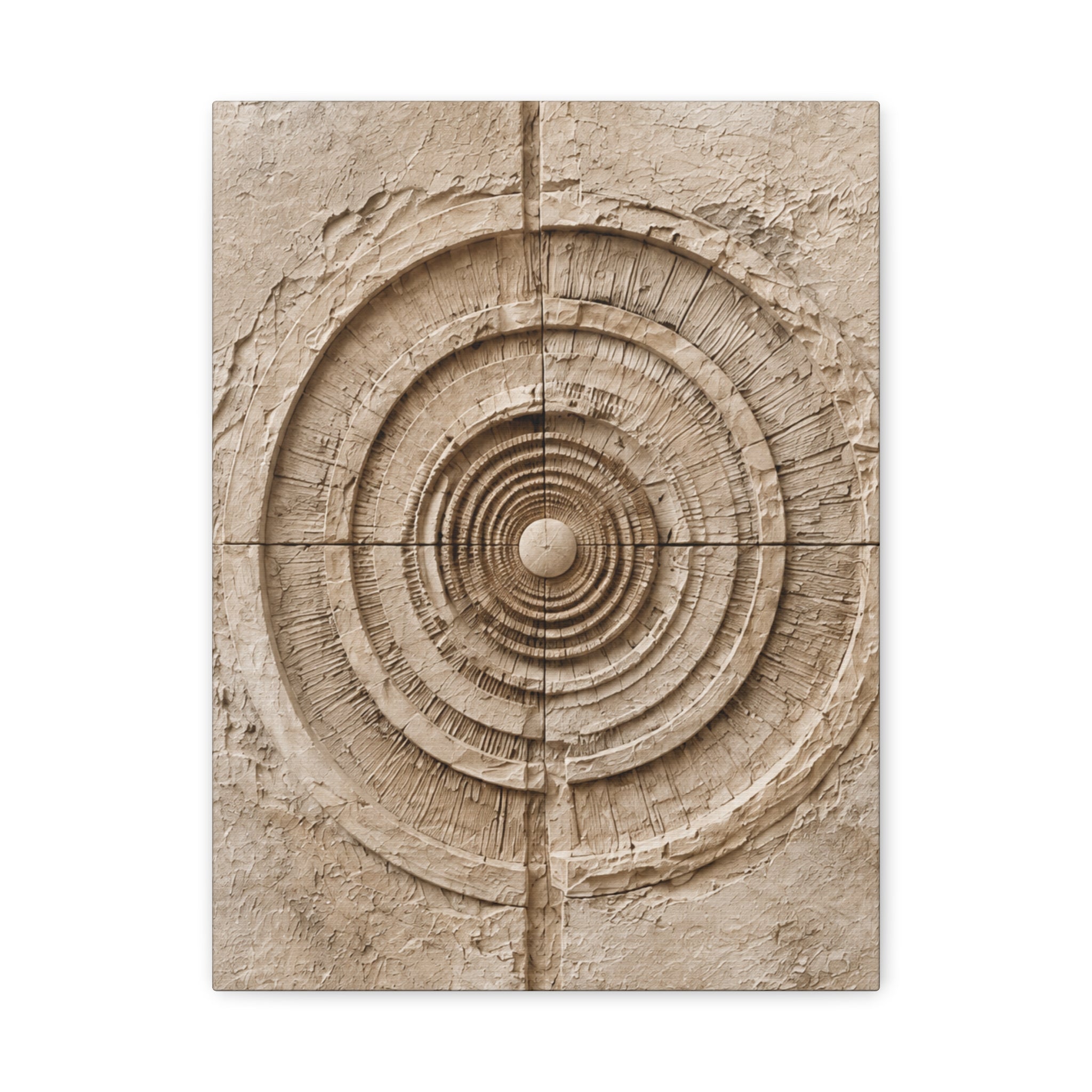 Textured Target Canvas Wall Art, Rustic Concentric Rings Print, Neutral Abstract Decor, Earthy Minimalist Wall Art, Solen