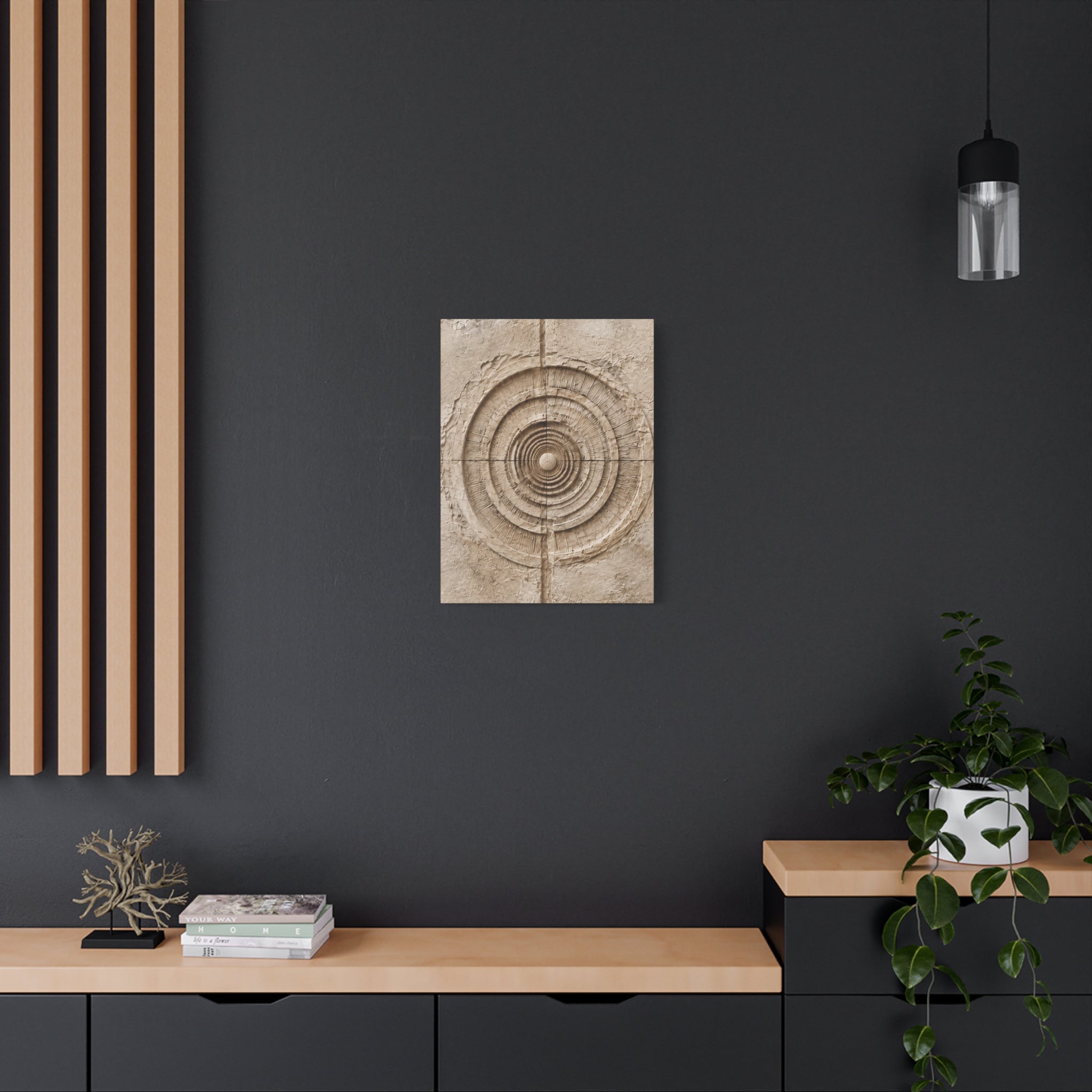 Textured Target Canvas Wall Art, Rustic Concentric Rings Print, Neutral Abstract Decor, Earthy Minimalist Wall Art, Solen