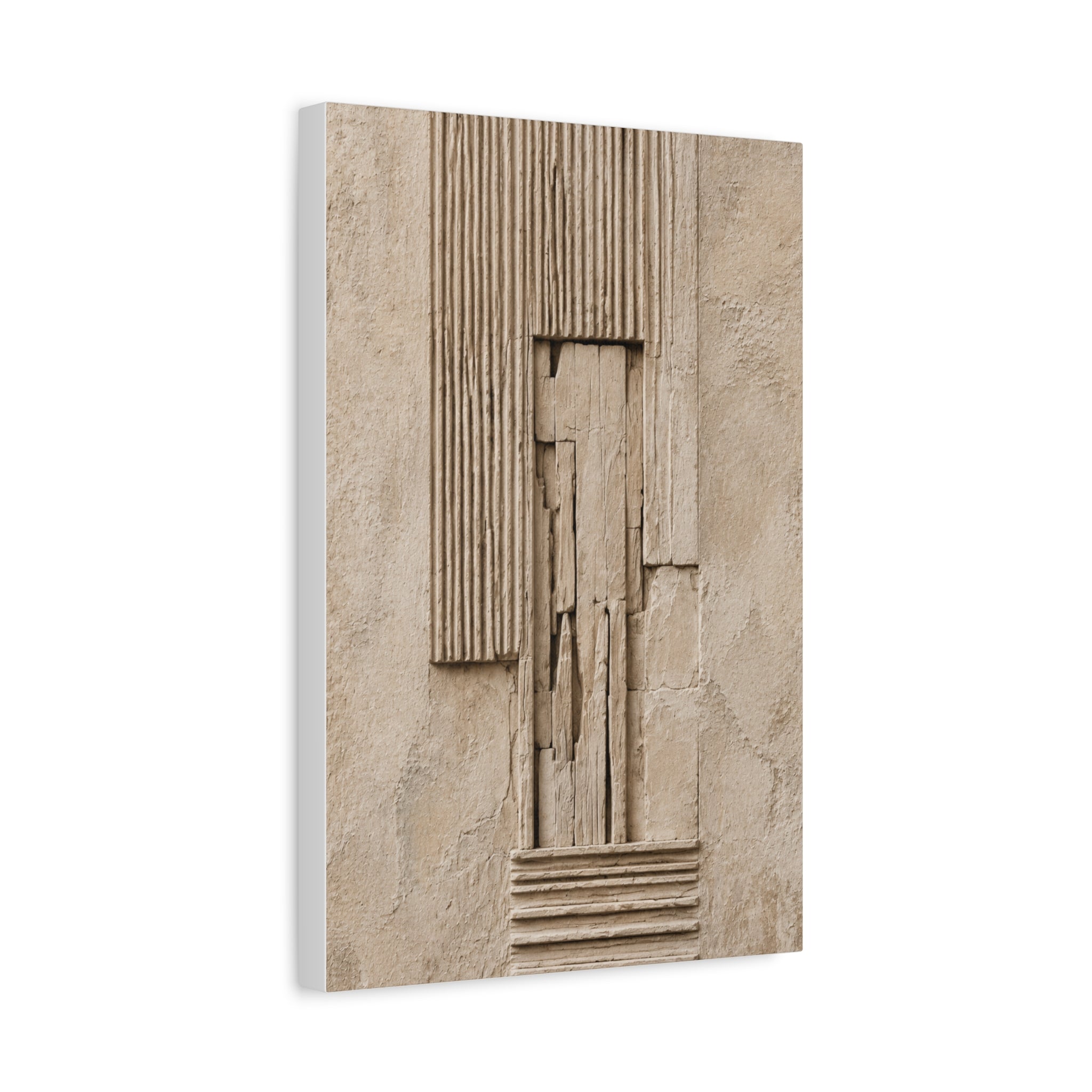 Abstract Textured Relief Canvas Wall Art, Neutral Beige Sculpture Panel Print, Modern Minimalist Decor, Organic Shape Art, Solen