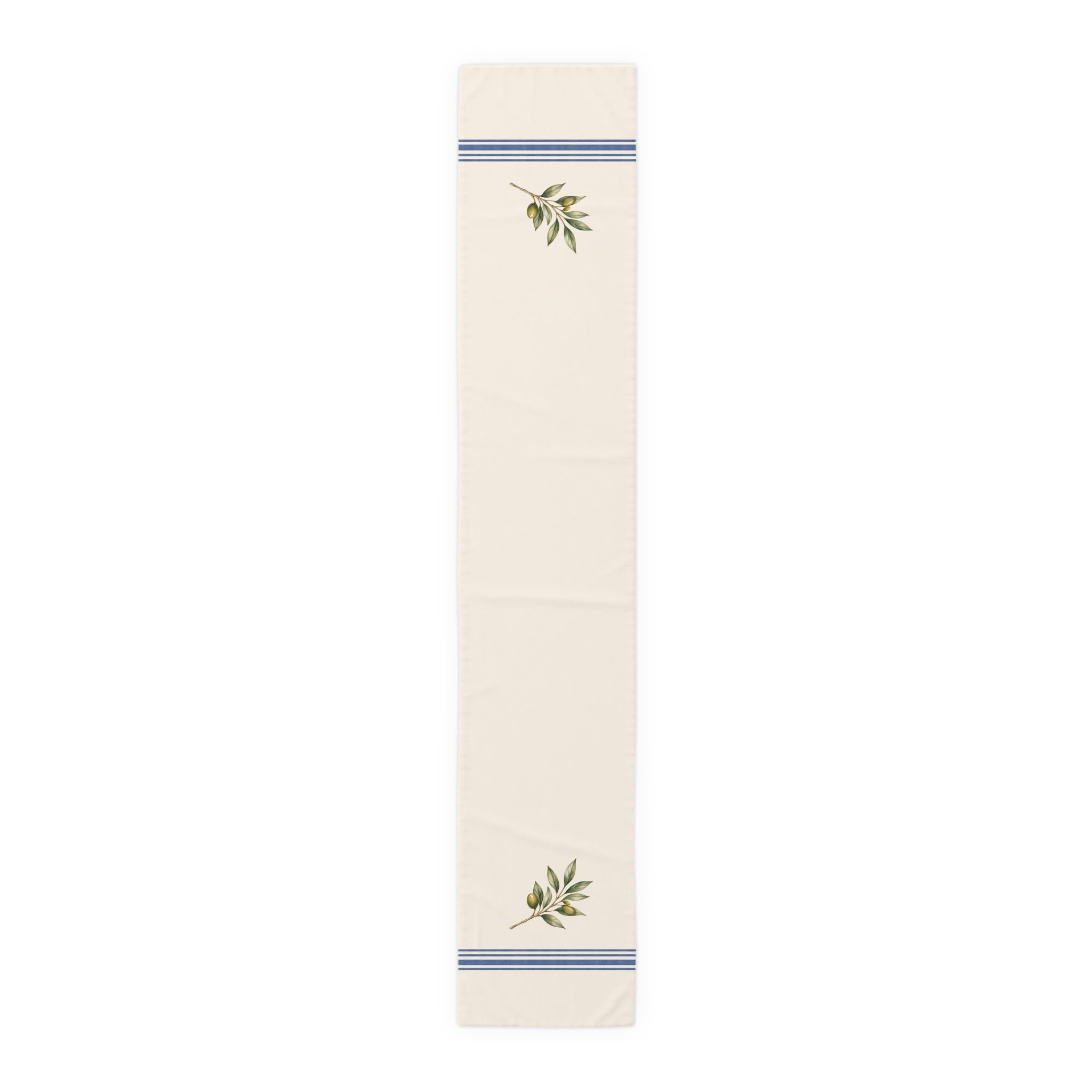 Olive Branch Farmhouse Table Runner, Cotton Mediterranean Runner, Rustic Green Kitchen Decor, Neutral Dining Linen, Solen
