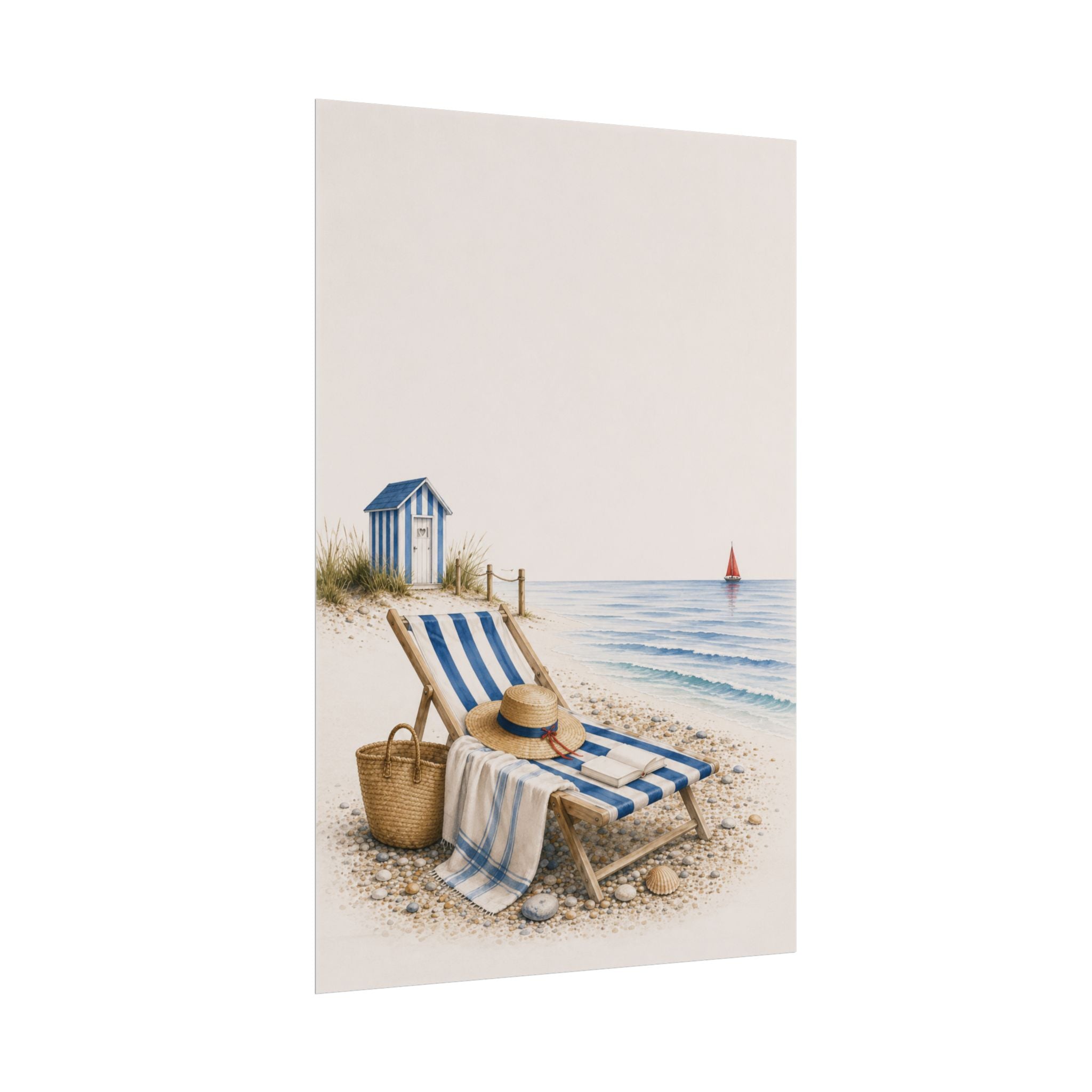 Blue & Salt Coastal Wall Art Rolled Poster | Mediterranea Minimal Beach House Decor