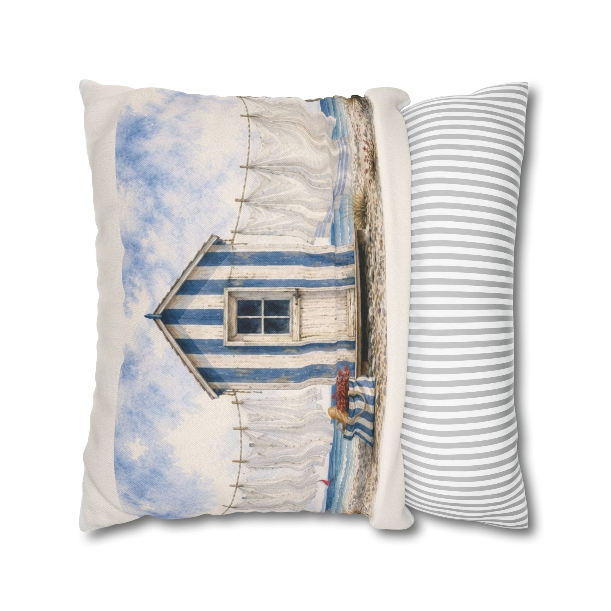 Blue & Salt Coastal Throw Pillow | Mediterranean Beach House Cushion | Nautical Accent Pillow | SOLEN ART