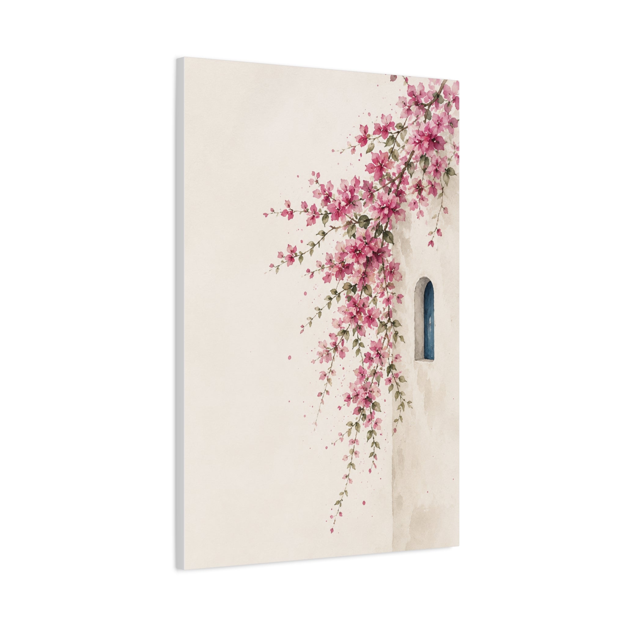 Floral Wall Canvas Print, Pink Bougainvillea Mediterranean Wall Art, Solen