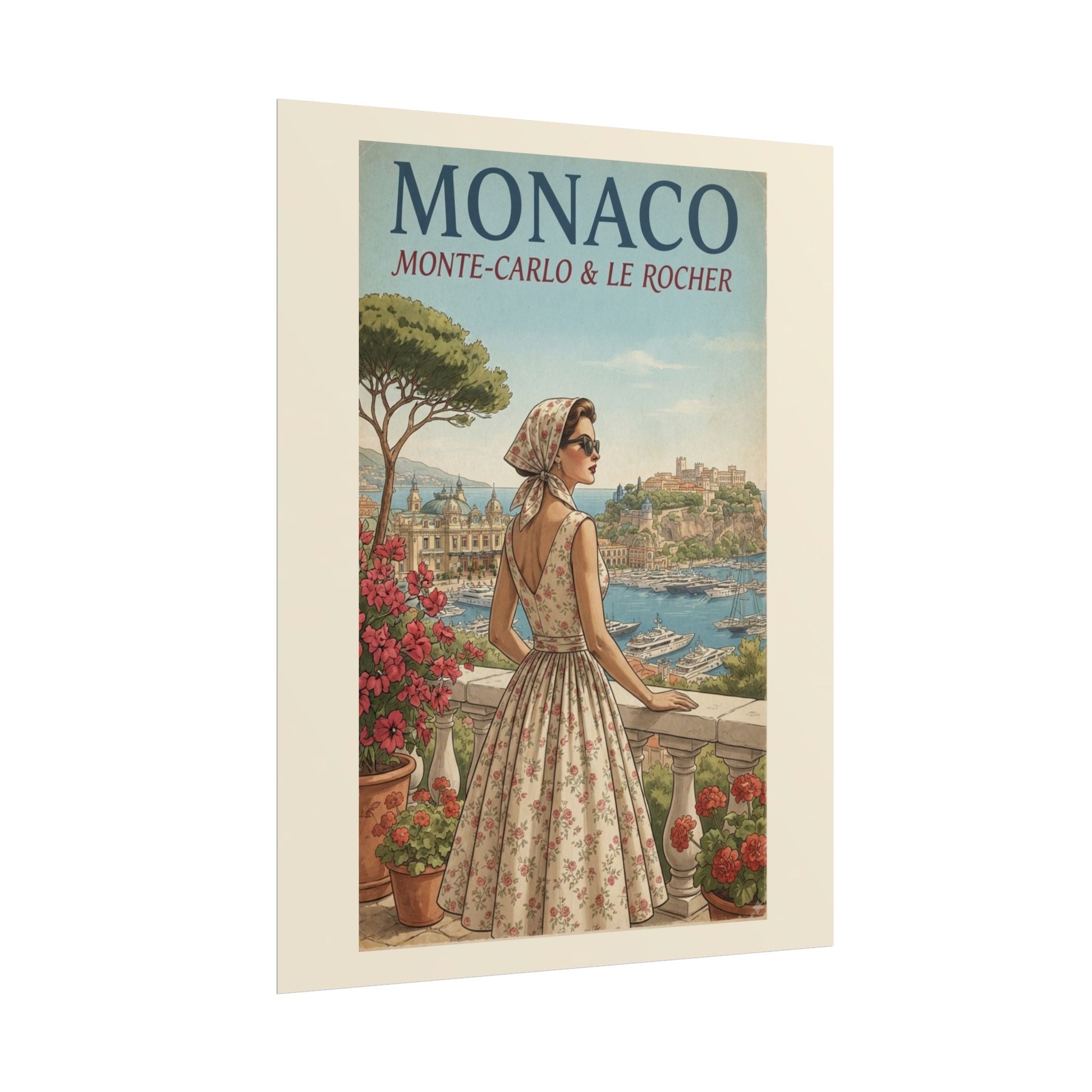 Monaco Poster, Vintage Riviera Travel Print, Monte Carlo Wall Art, Retro French Riviera Poster, Mid Century Travel Art, Solen