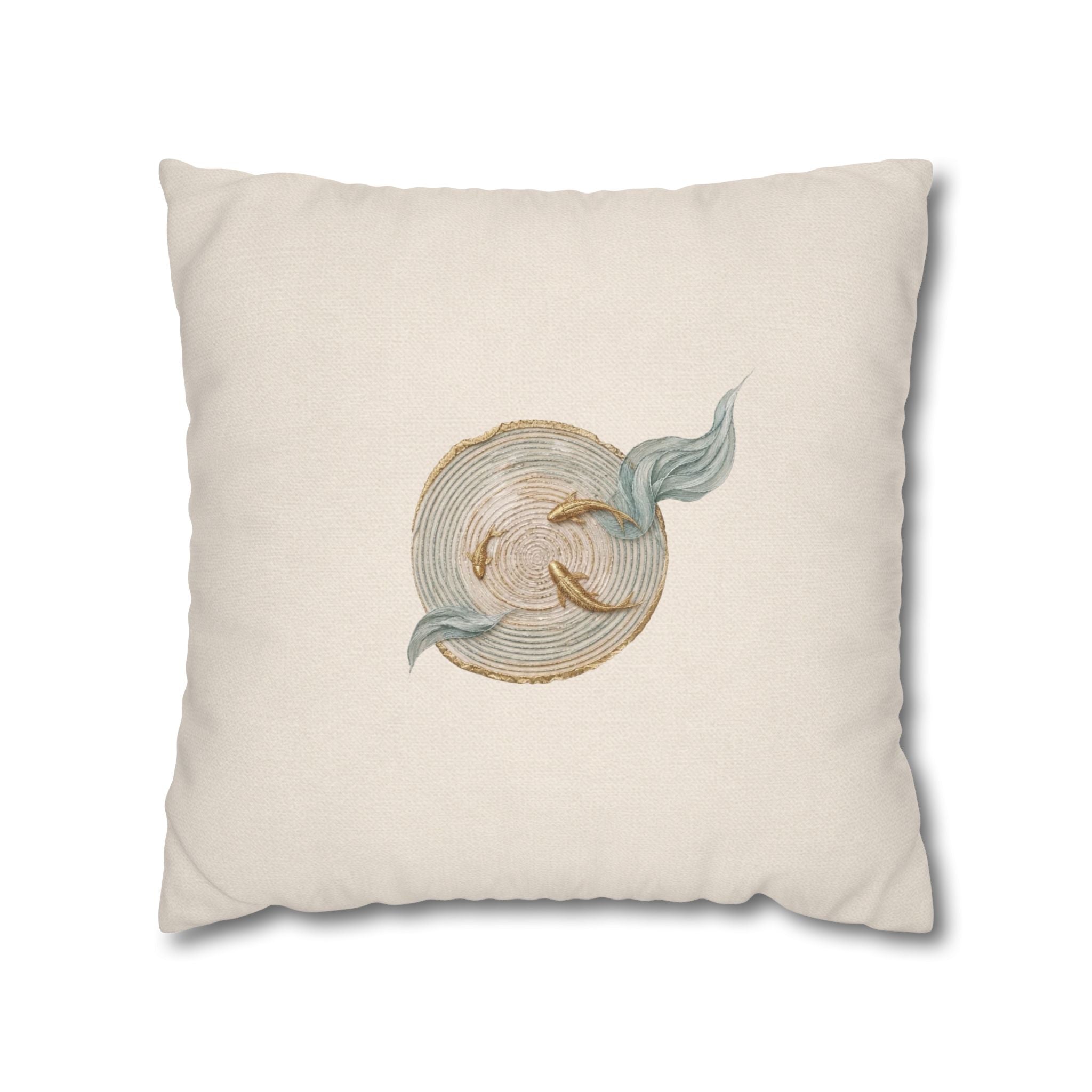 Heritage Medallion Embroidered Pillow Cover, Ivory Cotton with Blue & Gold Crest Detail, French Country Decor, Solen