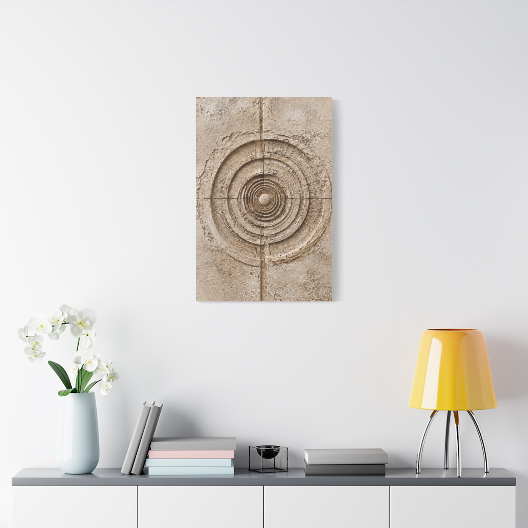 Textured Target Canvas Wall Art, Rustic Concentric Rings Print, Neutral Abstract Decor, Earthy Minimalist Wall Art, Solen
