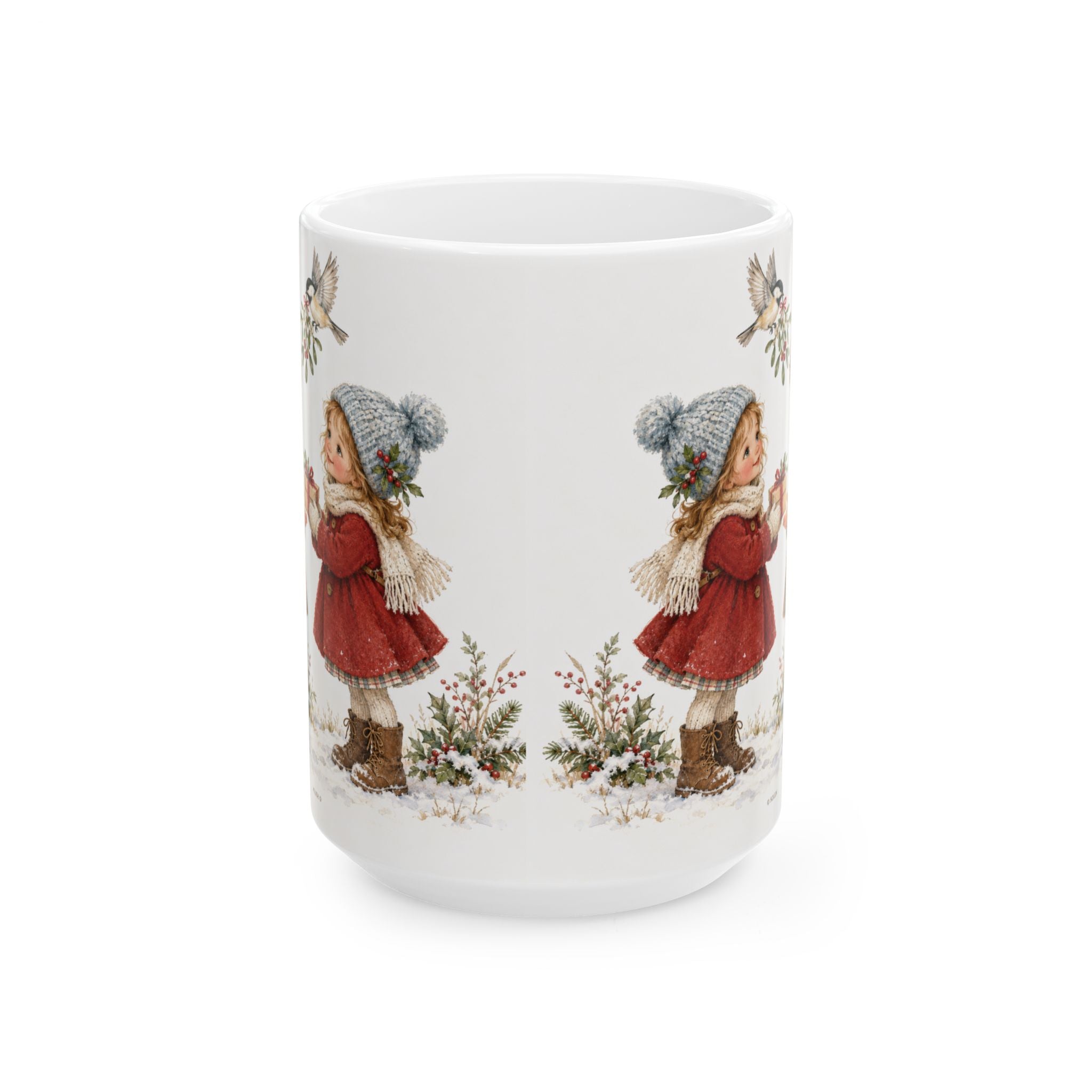 Christmas Kids Vintage Illustration Mug – Cozy Winter Children Holiday Ceramic Cup (11oz & 15oz)