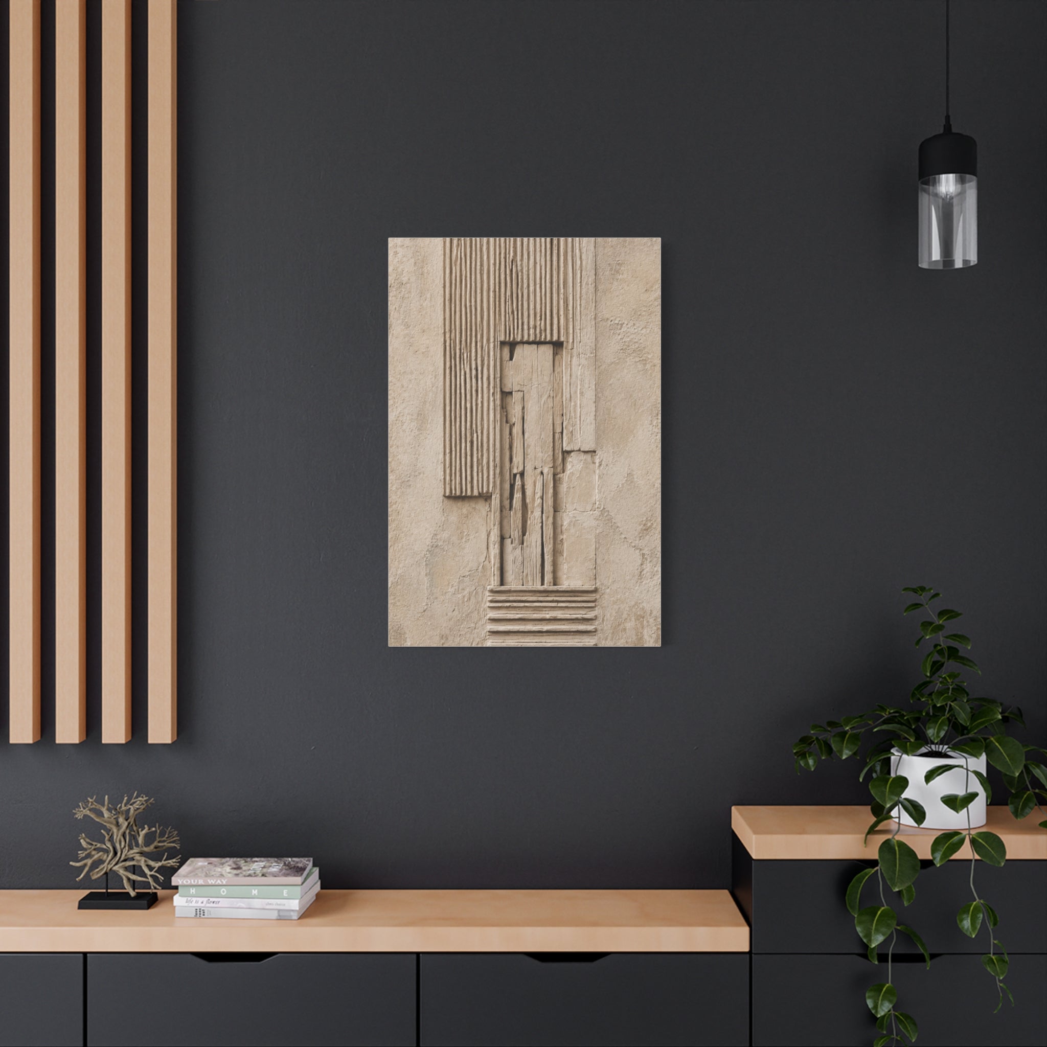Abstract Textured Relief Canvas Wall Art, Neutral Beige Sculpture Panel Print, Modern Minimalist Decor, Organic Shape Art, Solen
