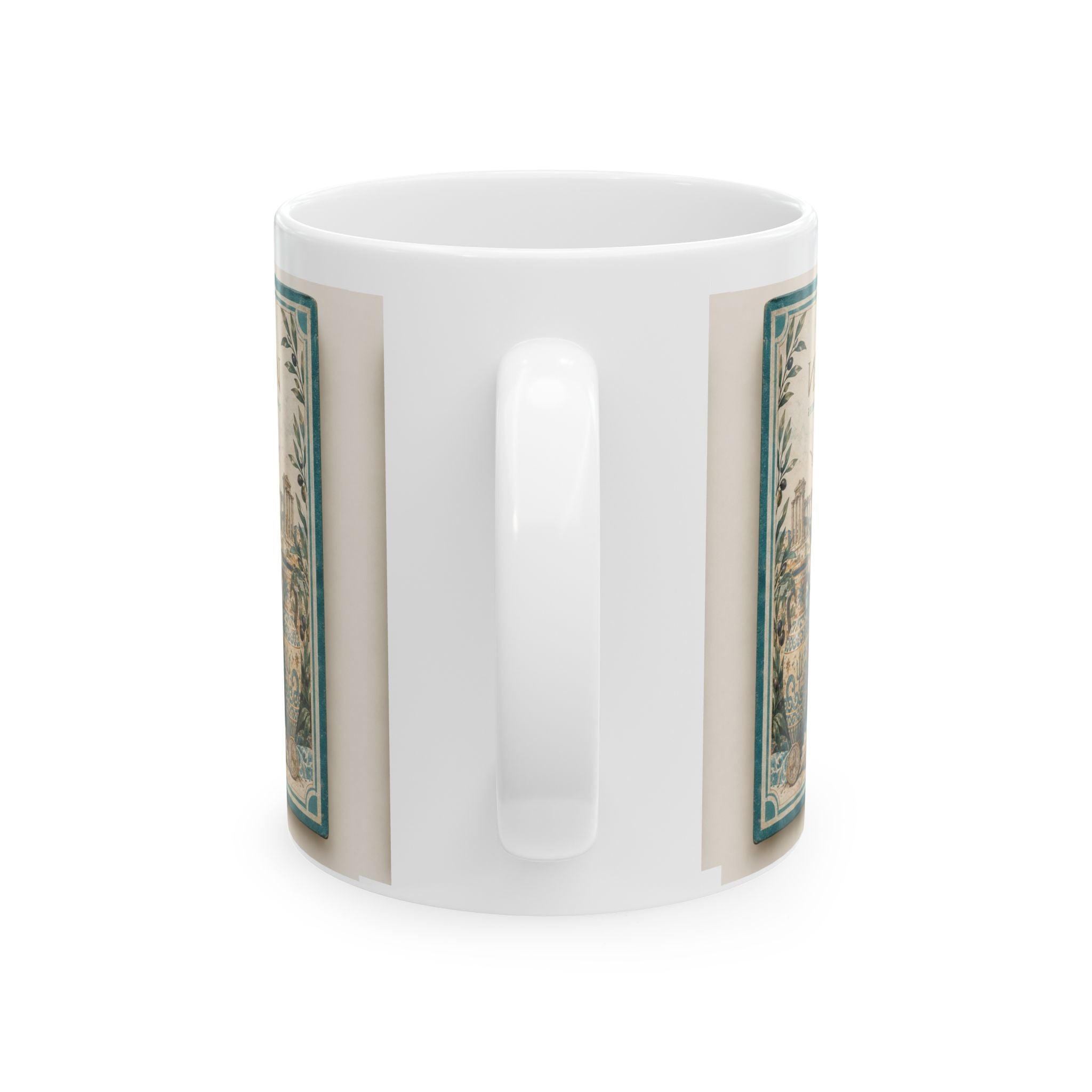 Mediterranean Vintage Label Ceramic Mug, Coastal Coffee Cup, Retro Kitchen Decor, Gift for Coffee Lovers, Solen