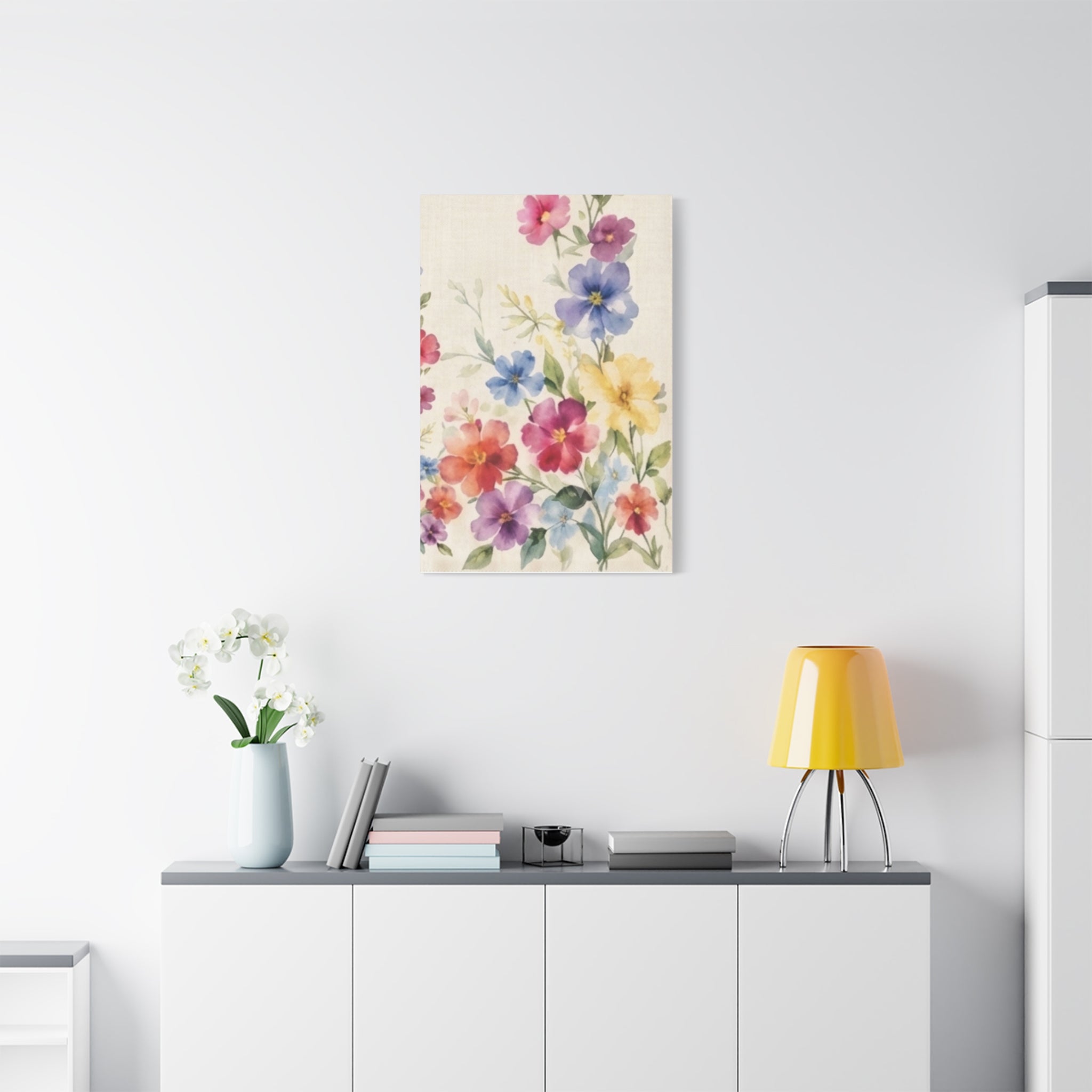 Wildflower Days Floral Canvas Wall Art, Watercolor Cottagecore Print, Meadow Flower Bedroom Decor, Botanical Spring Art, Solen