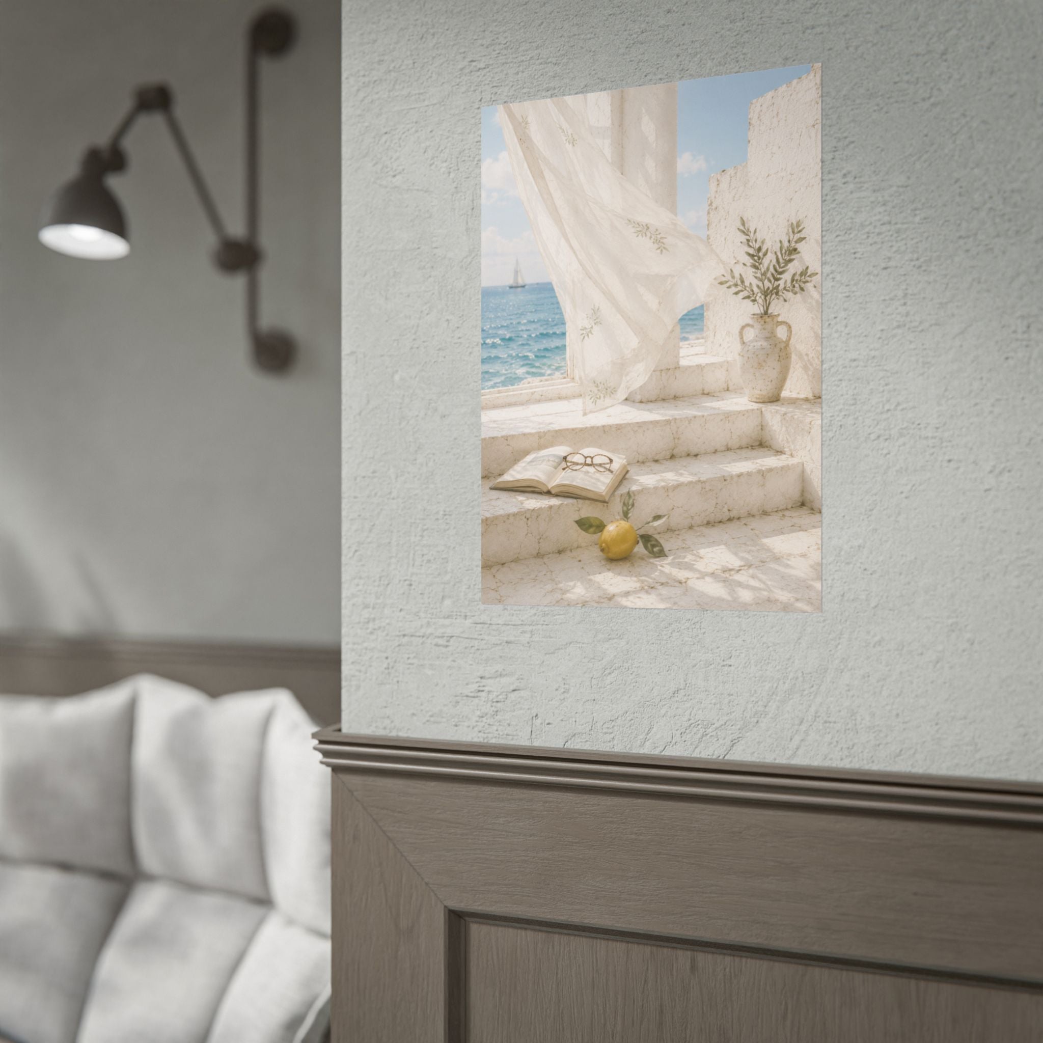 Mediterranean Coastal Poster, Seaside Wall Art, Blue Ocean Print, Summer Mediterranean Decor, Coastal Hanging Wall Art, Solen
