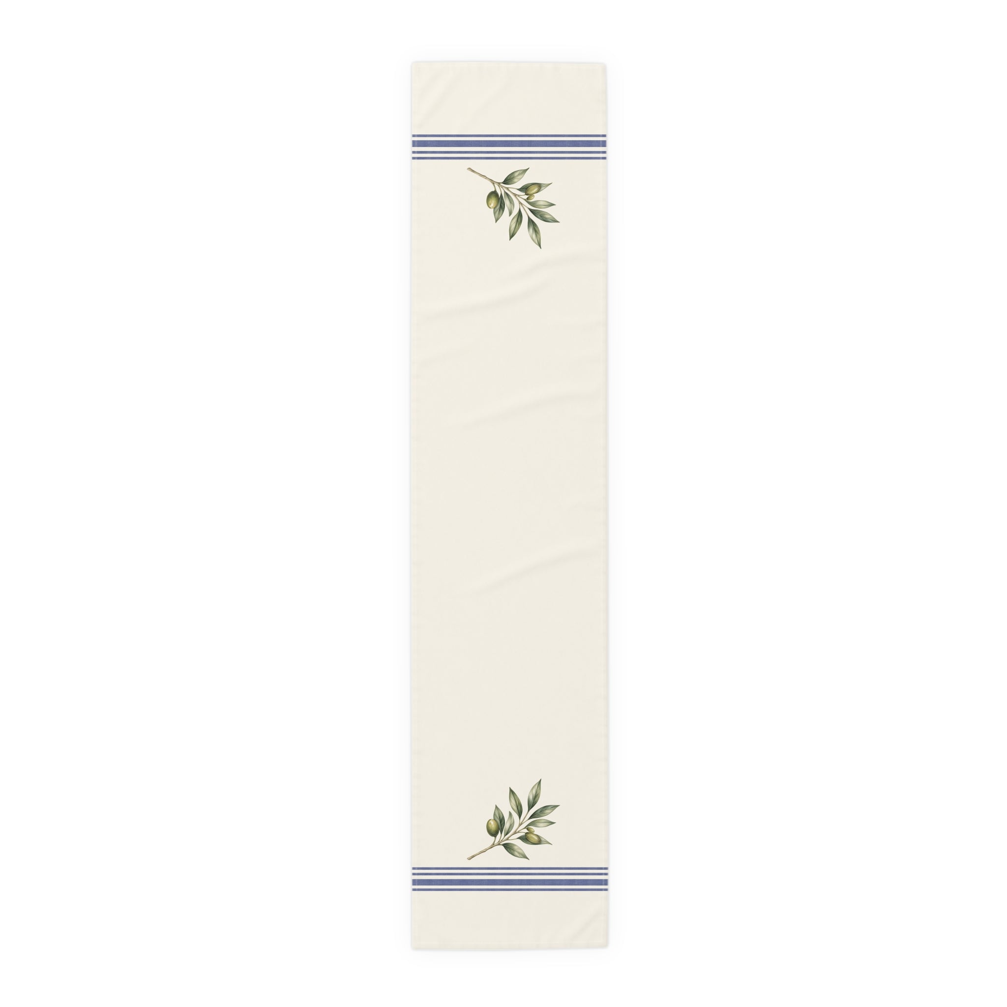 Olive Branch Farmhouse Table Runner, Cotton Mediterranean Runner, Rustic Green Kitchen Decor, Neutral Dining Linen, Solen