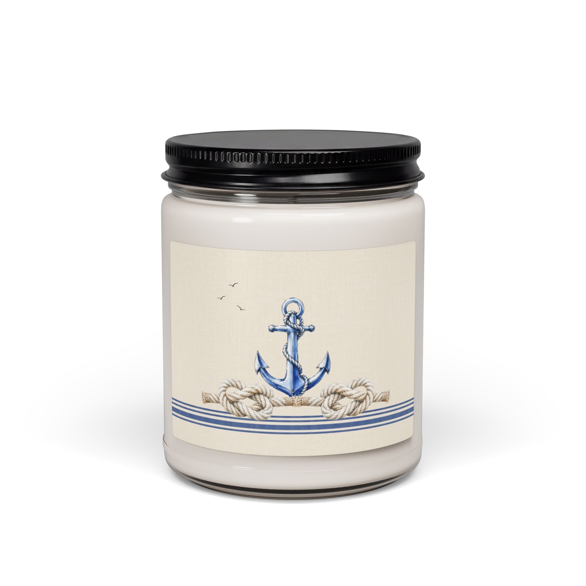 Nautical Soy Candle 9oz, Sailboat & Anchor Scented Jar Candle, Coastal Home Fragrance, Beach House Gift, Solen