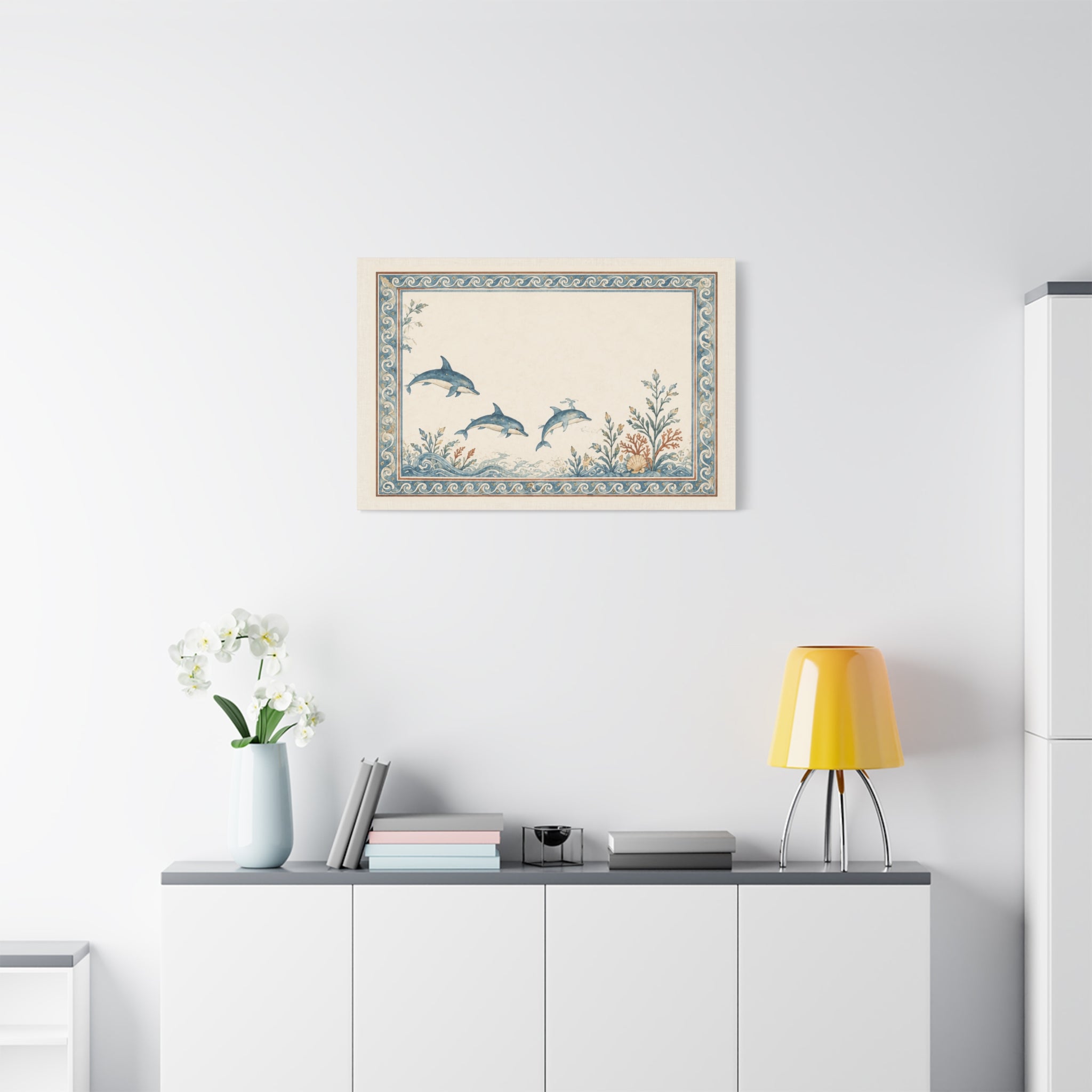 Mediterranean Dolphin Coastal Wall Art | Vintage Ocean Botanical Print | Solen