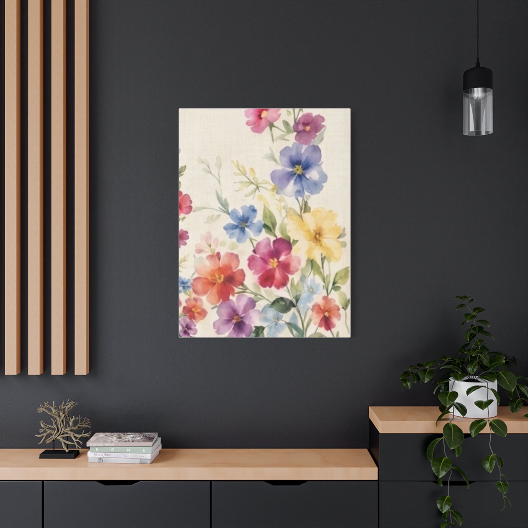 Wildflower Days Floral Canvas Wall Art, Watercolor Cottagecore Print, Meadow Flower Bedroom Decor, Botanical Spring Art, Solen