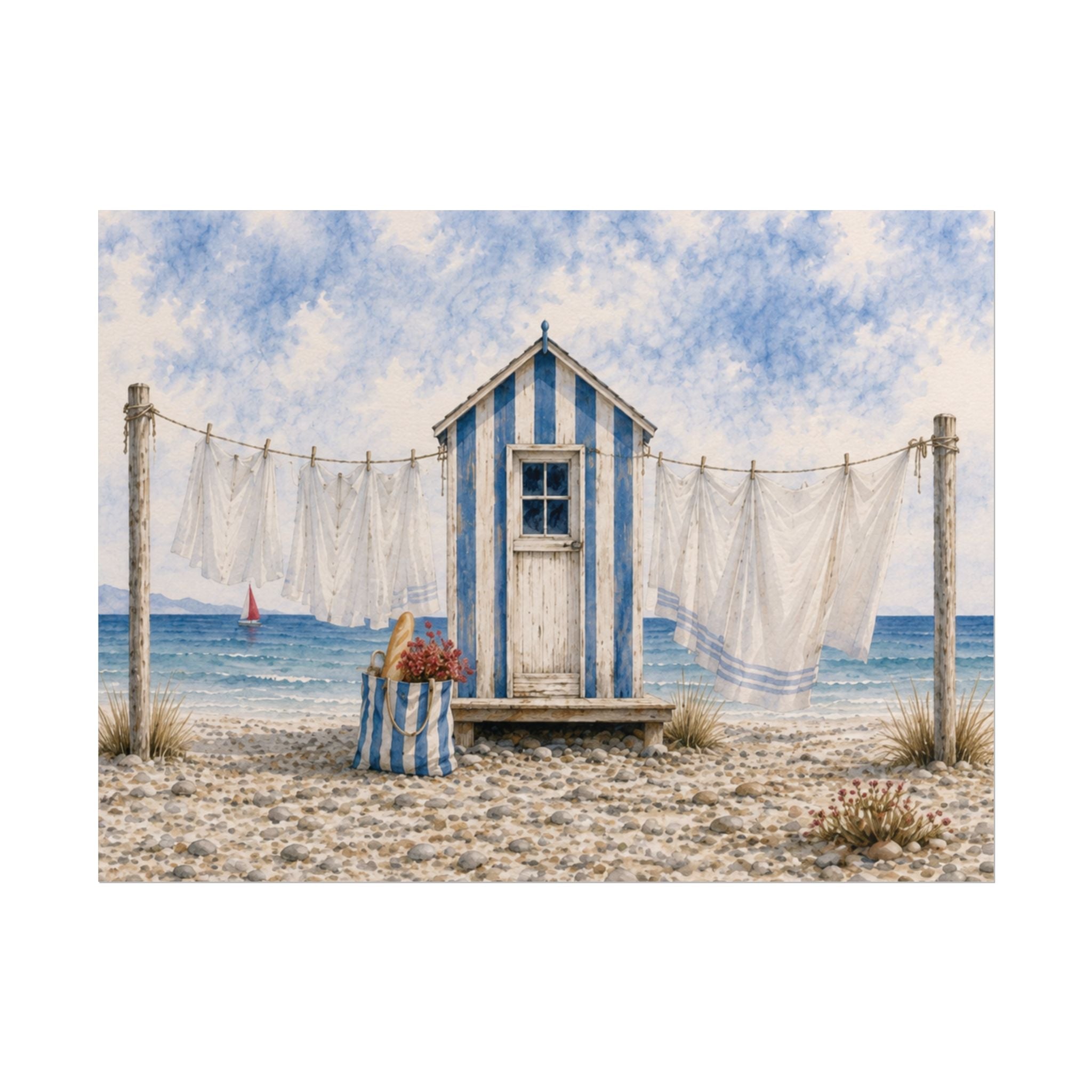Laundry by the Sea Rolled Poster – Blue & Salt Coastal Cottage Wall Art | Solen