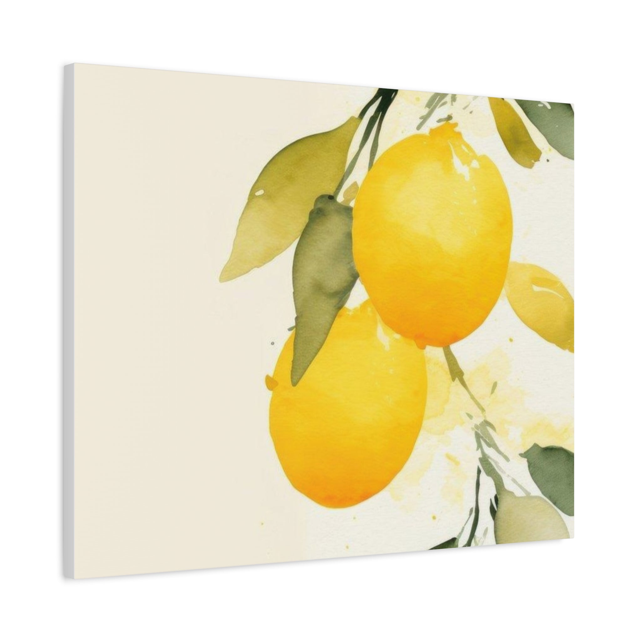 Lemon Botanical Canvas Wall Art, Mediterranean Citrus Print, Yellow Lemon Kitchen Decor, Watercolor Fruit Wall Art, Solen