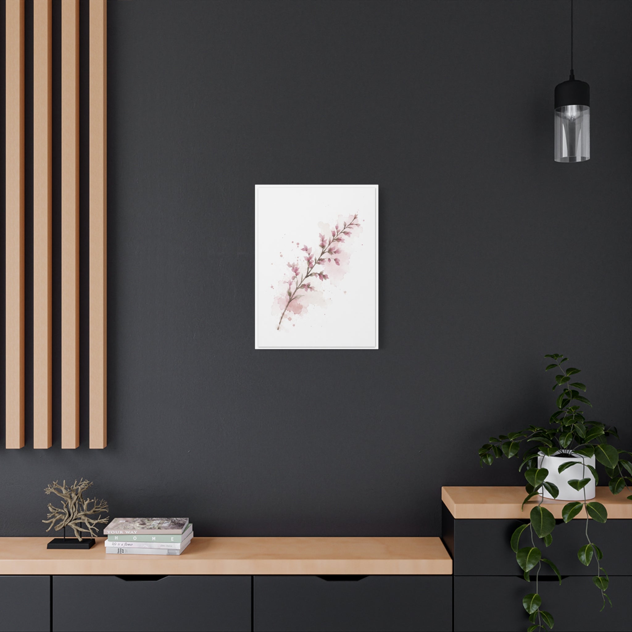 Pink Blossoms Canvas Wall Art, Watercolor Floral Branch Print, Soft Romantic Bedroom Decor, Spring Botanical Art, Solen