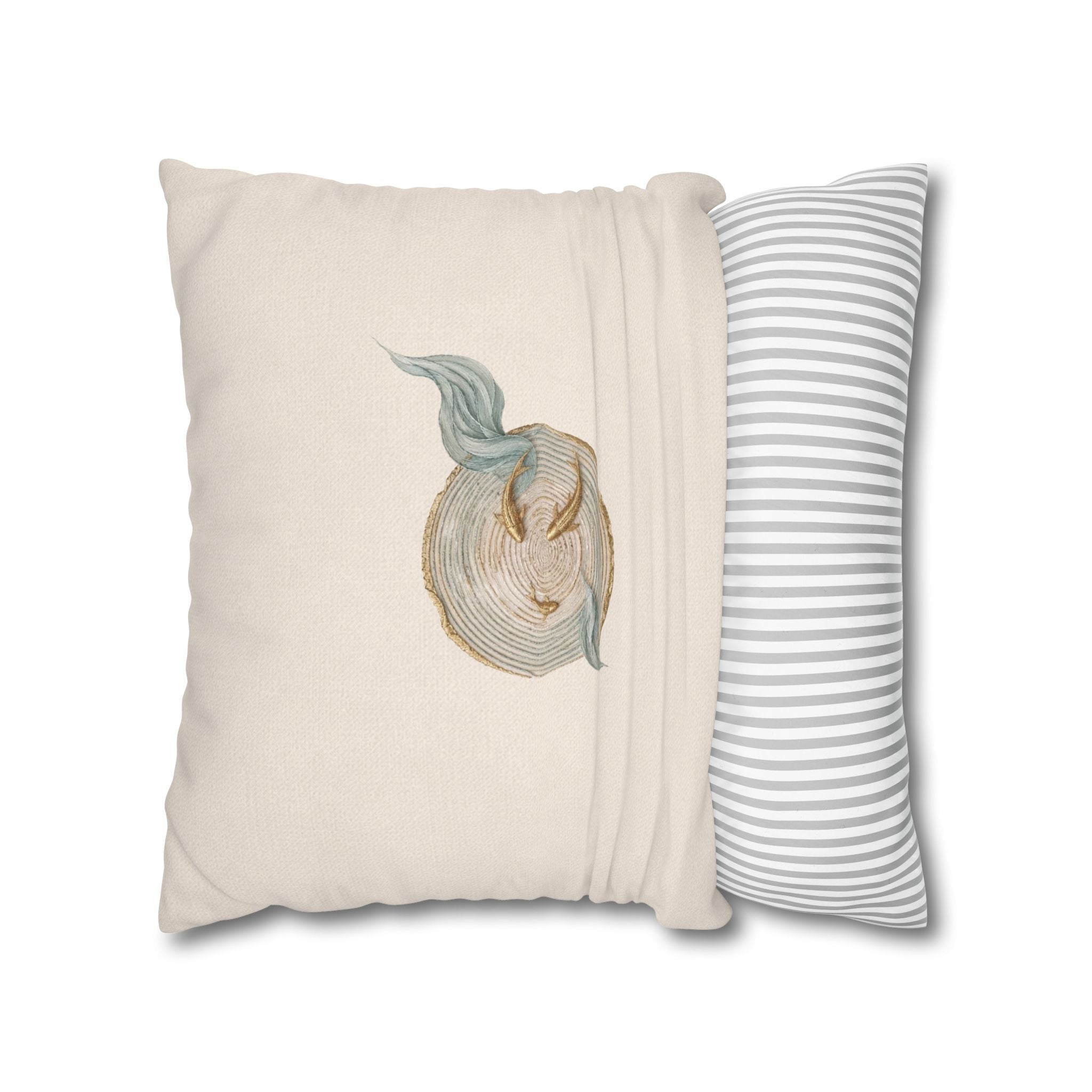 Heritage Medallion Embroidered Pillow Cover, Ivory Cotton with Blue & Gold Crest Detail, French Country Decor, Solen