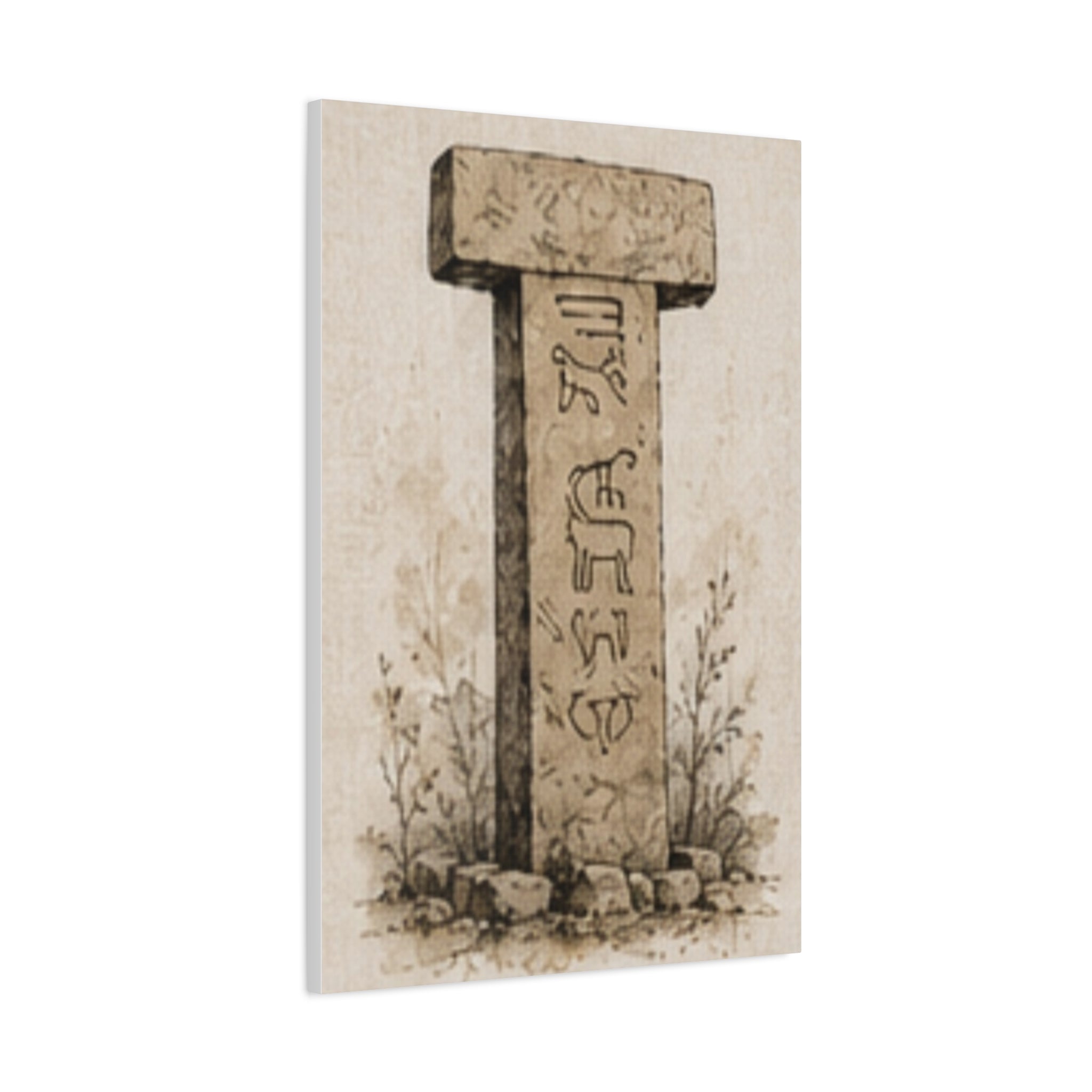 Göbeklitepe T-Pillar Canvas Wall Art, Ancient Anatolian Stone Print, Sepia Archaeology Decor, Historical Wall Art, Solen