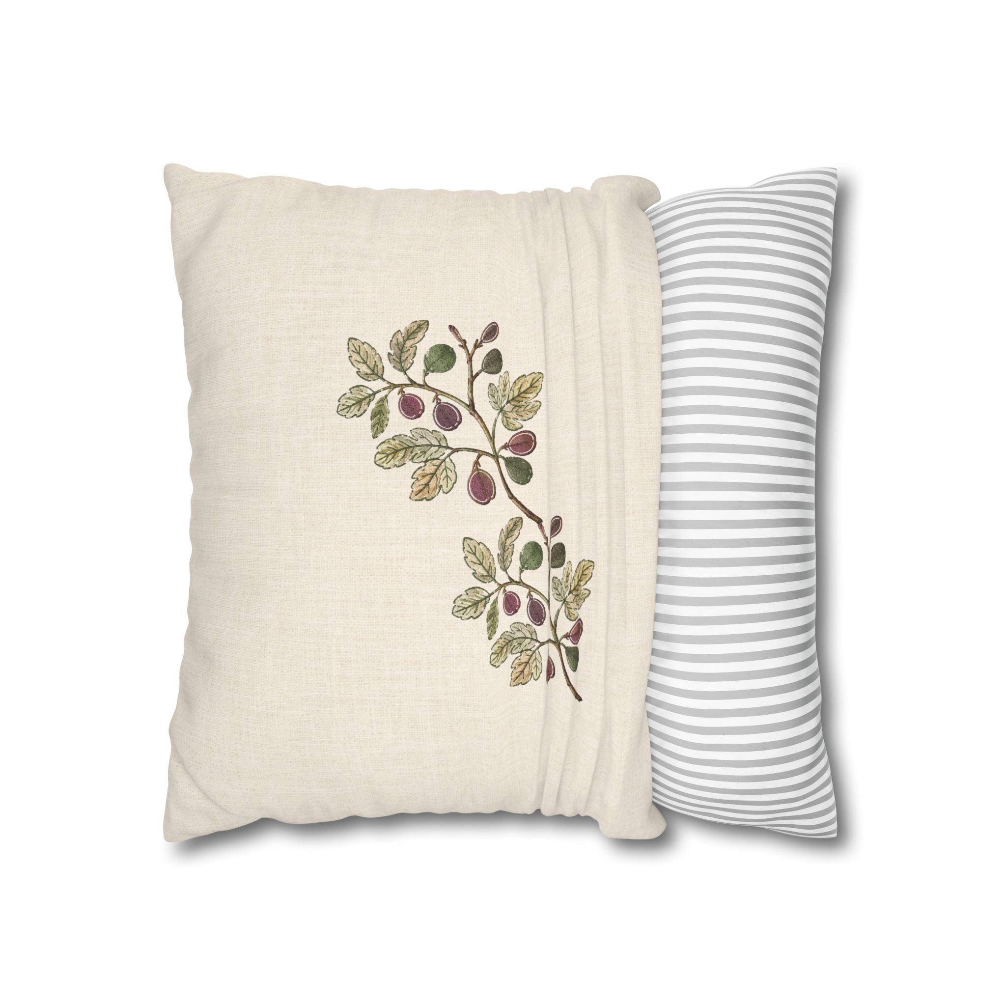 Botanical Fig Branch Decorative Pillowcase — Spun Polyester Square Accent Pillow Cover, Solen