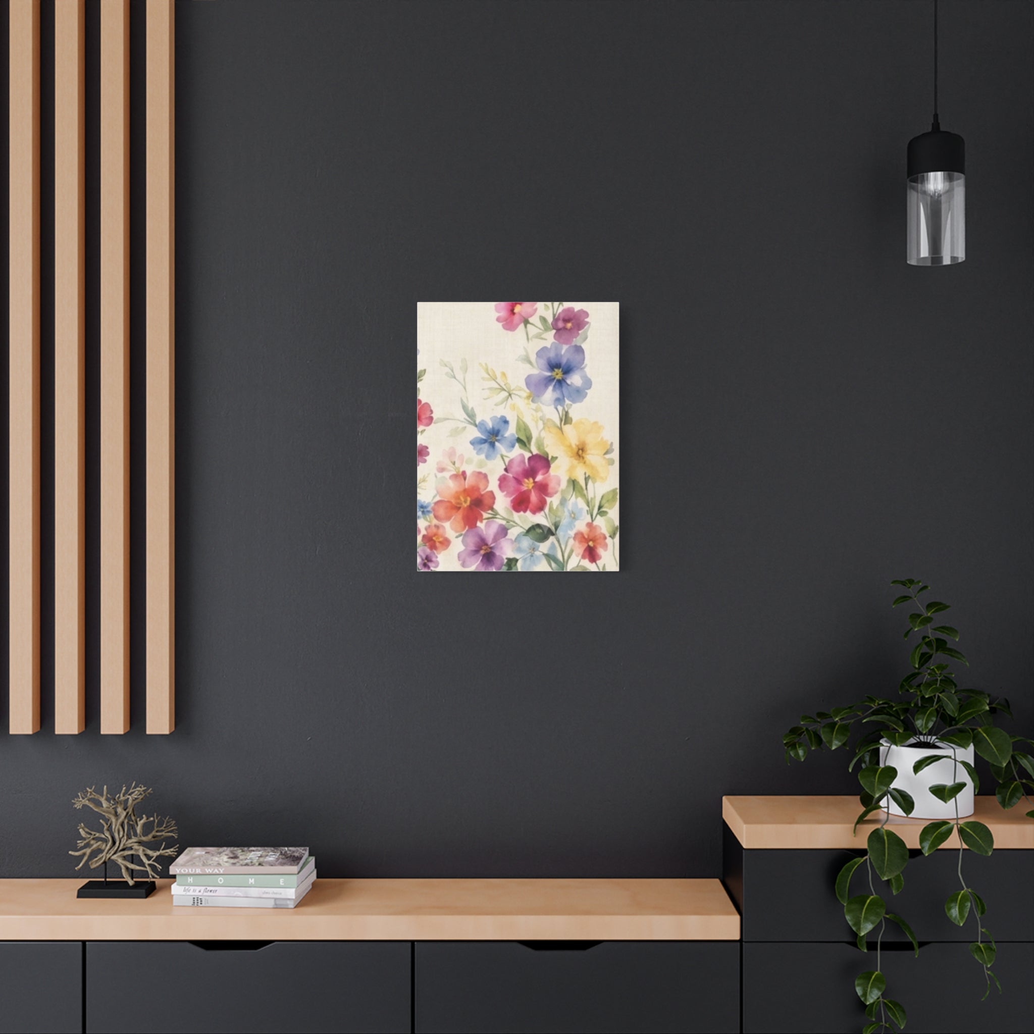 Wildflower Days Floral Canvas Wall Art, Watercolor Cottagecore Print, Meadow Flower Bedroom Decor, Botanical Spring Art, Solen