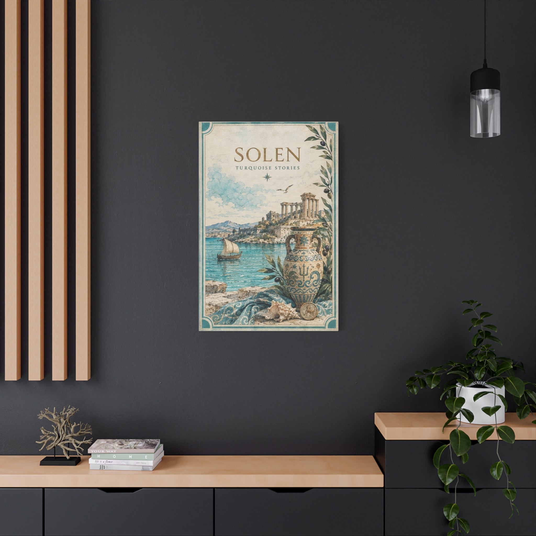 Turquoise Coastal Canvas Print, Aegean Blue Sea Wall Art, Mediterranean Summer Decor, Calm Ocean Living Room Art, Solen