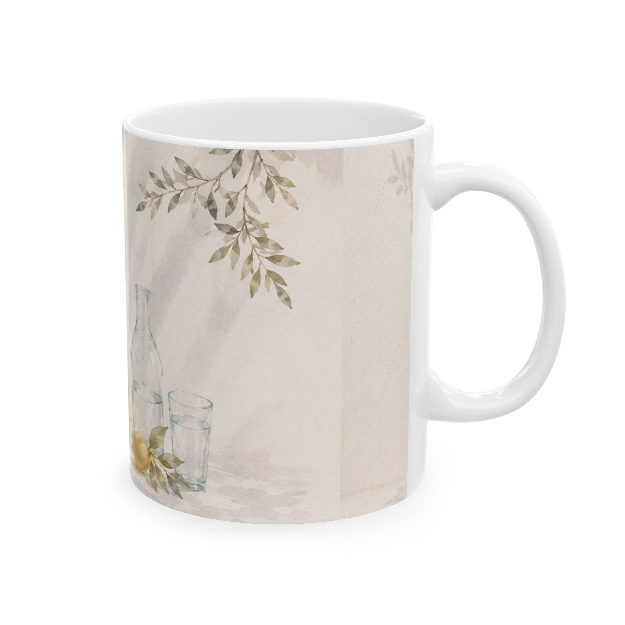 Mediterranean Coastal Mug, Seaside Window Coffee Cup, Watercolor Ocean Mug, Greek Island Kitchen Decor, Coastal Gift