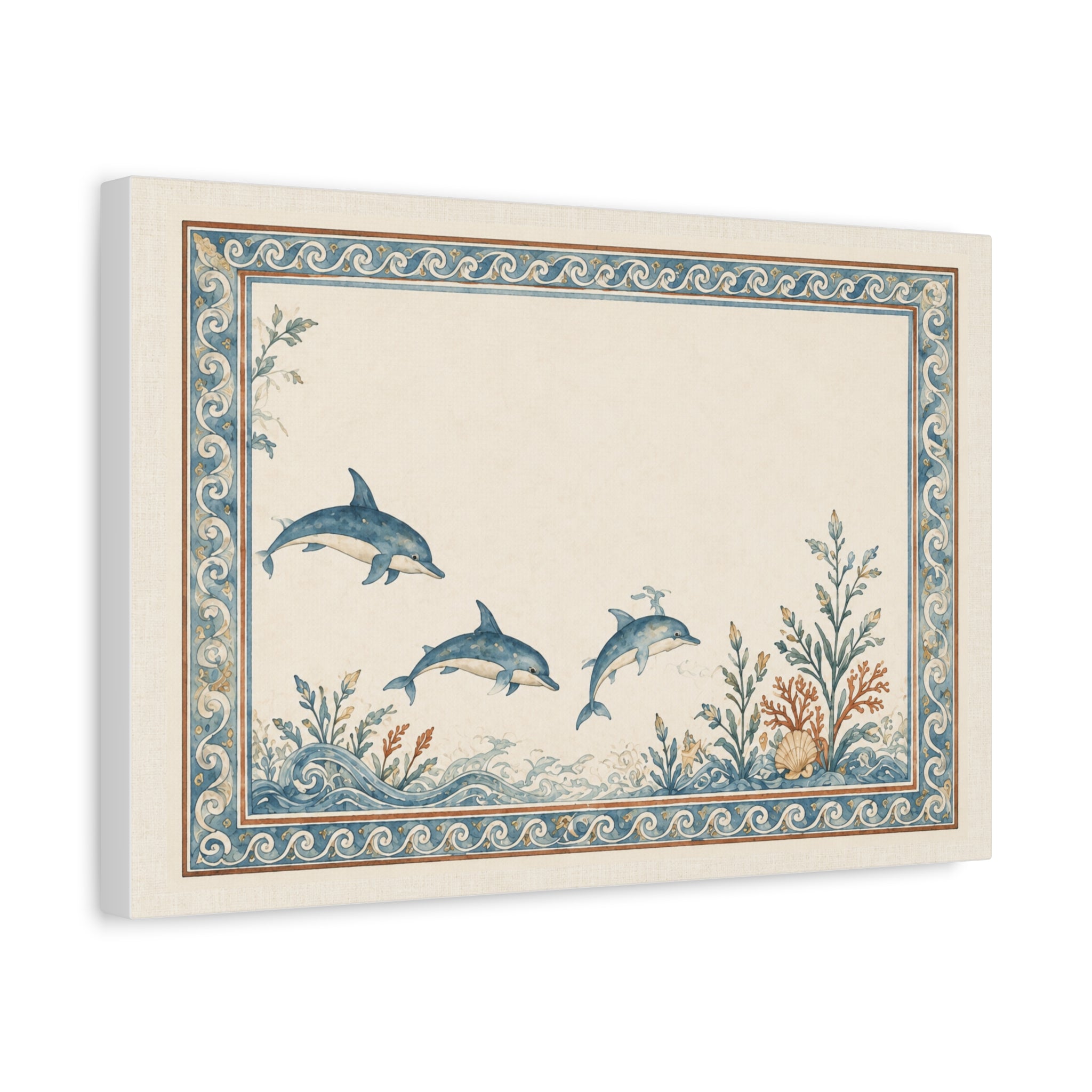 Mediterranean Dolphin Coastal Wall Art | Vintage Ocean Botanical Print | Solen