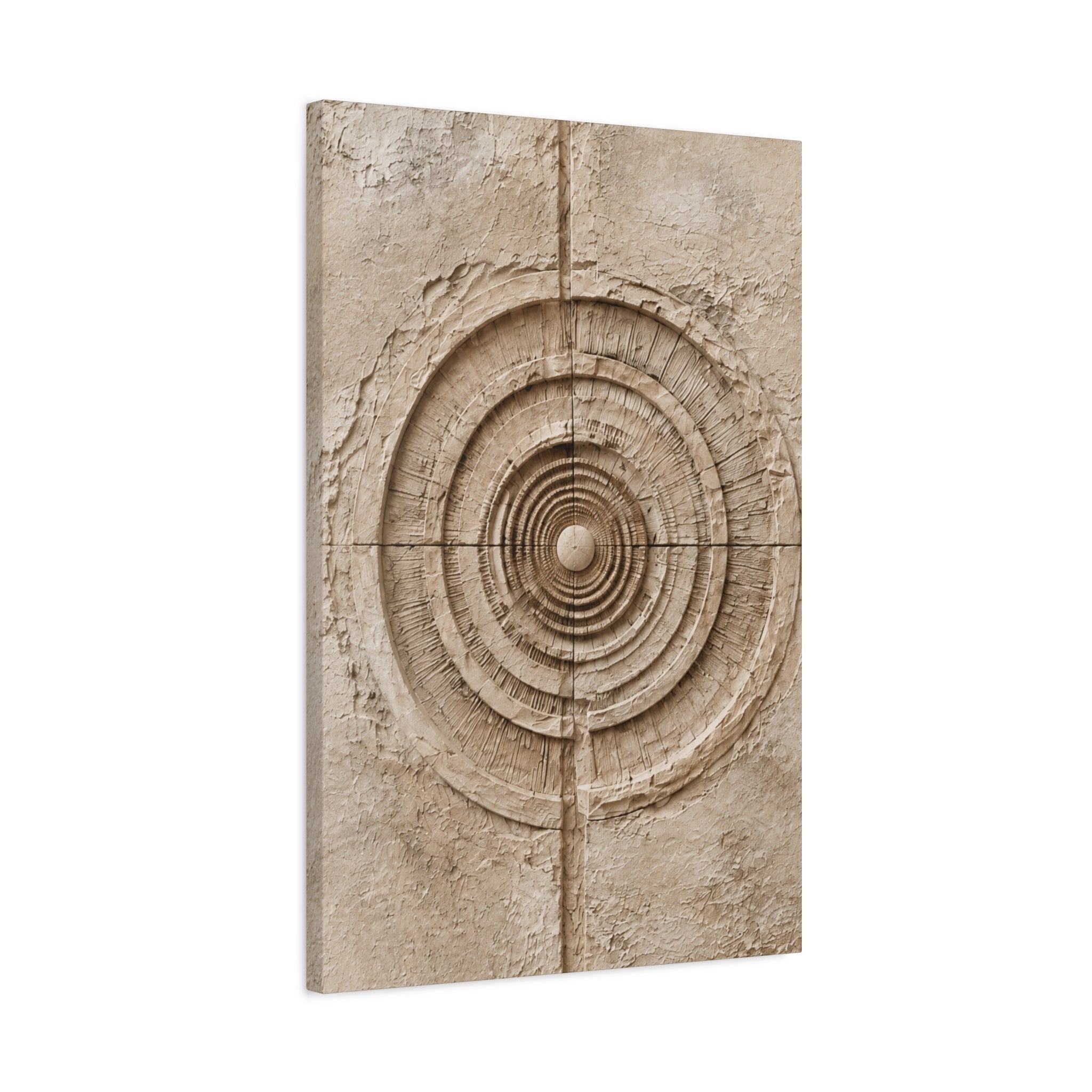 Textured Target Canvas Wall Art, Rustic Concentric Rings Print, Neutral Abstract Decor, Earthy Minimalist Wall Art, Solen