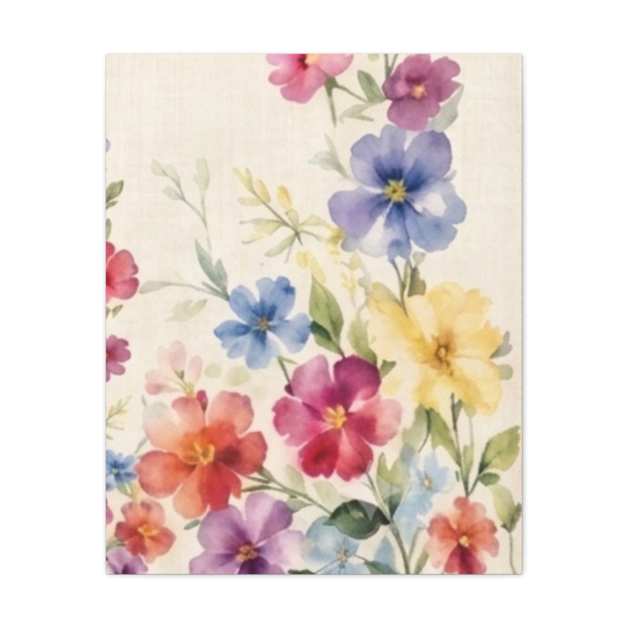 Wildflower Days Floral Canvas Wall Art, Watercolor Cottagecore Print, Meadow Flower Bedroom Decor, Botanical Spring Art, Solen