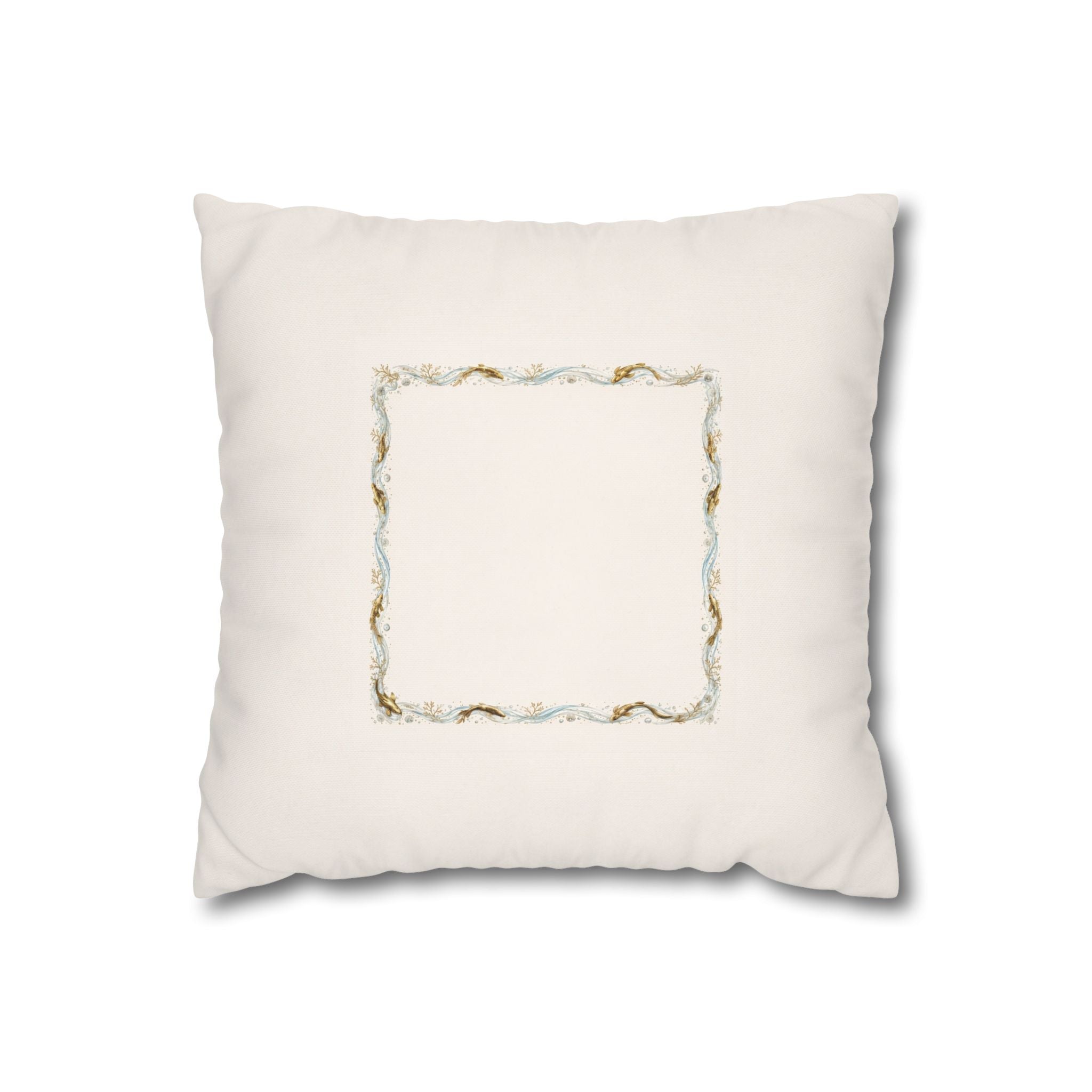 Floral Watercolor Frame Pillowcase, Decorative Square Throw Pillow Cover, Soft Botanical Sofa Decor, Cottage Cushion, Solen